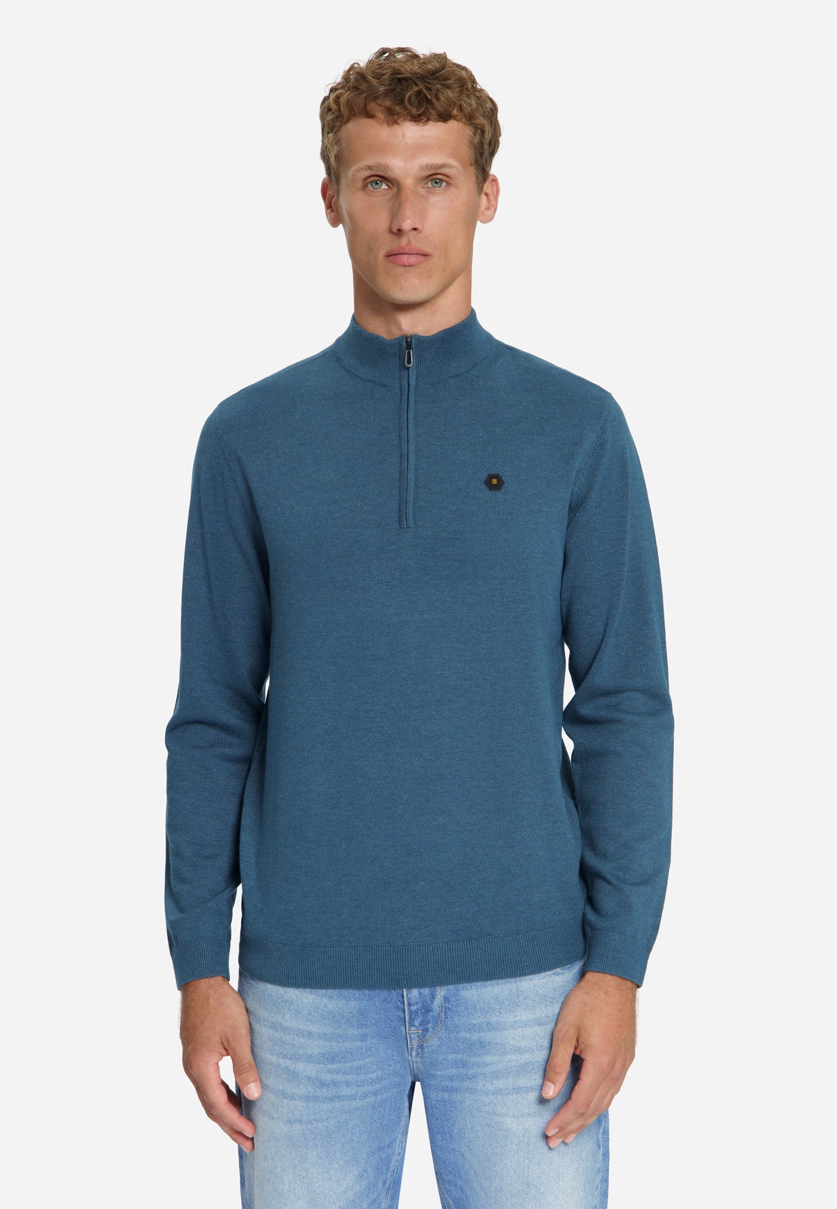 Half-Zip Melange Jumper | Shadow Blue