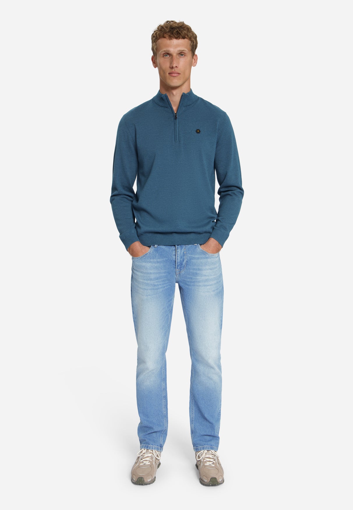 Half-Zip Melange Jumper | Shadow Blue