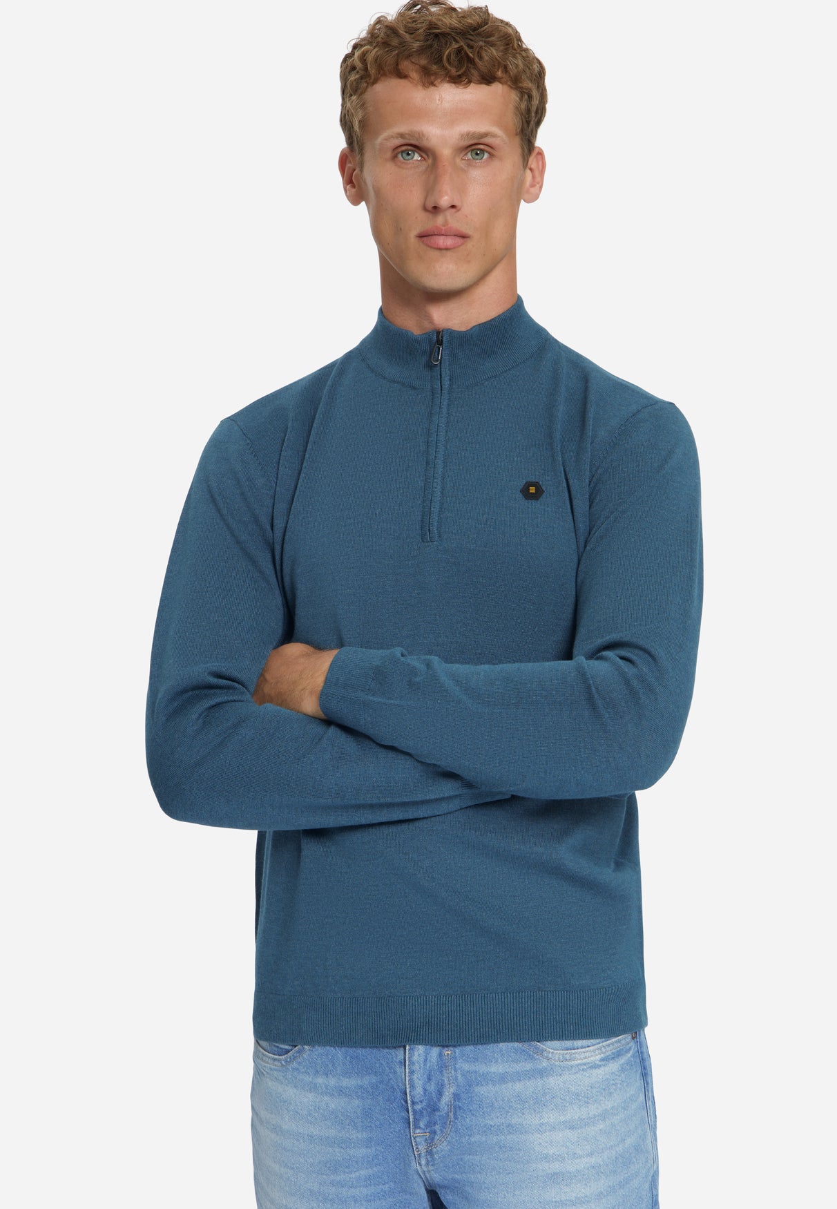 Half-Zip Melange Jumper | Shadow Blue