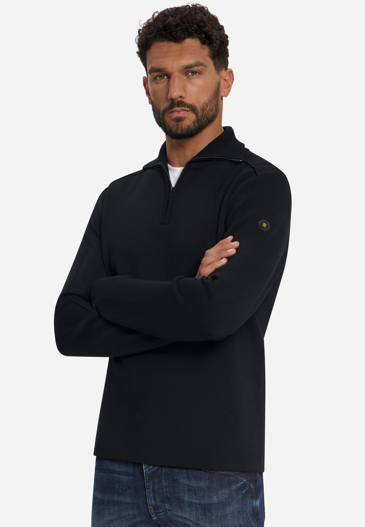 Textured Half-Zip Jumper | Black
