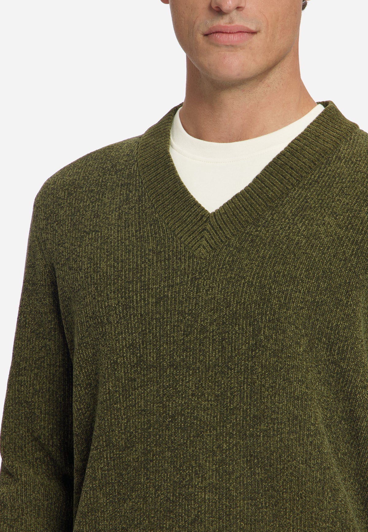 Soft V-Neck Jumper | Moss