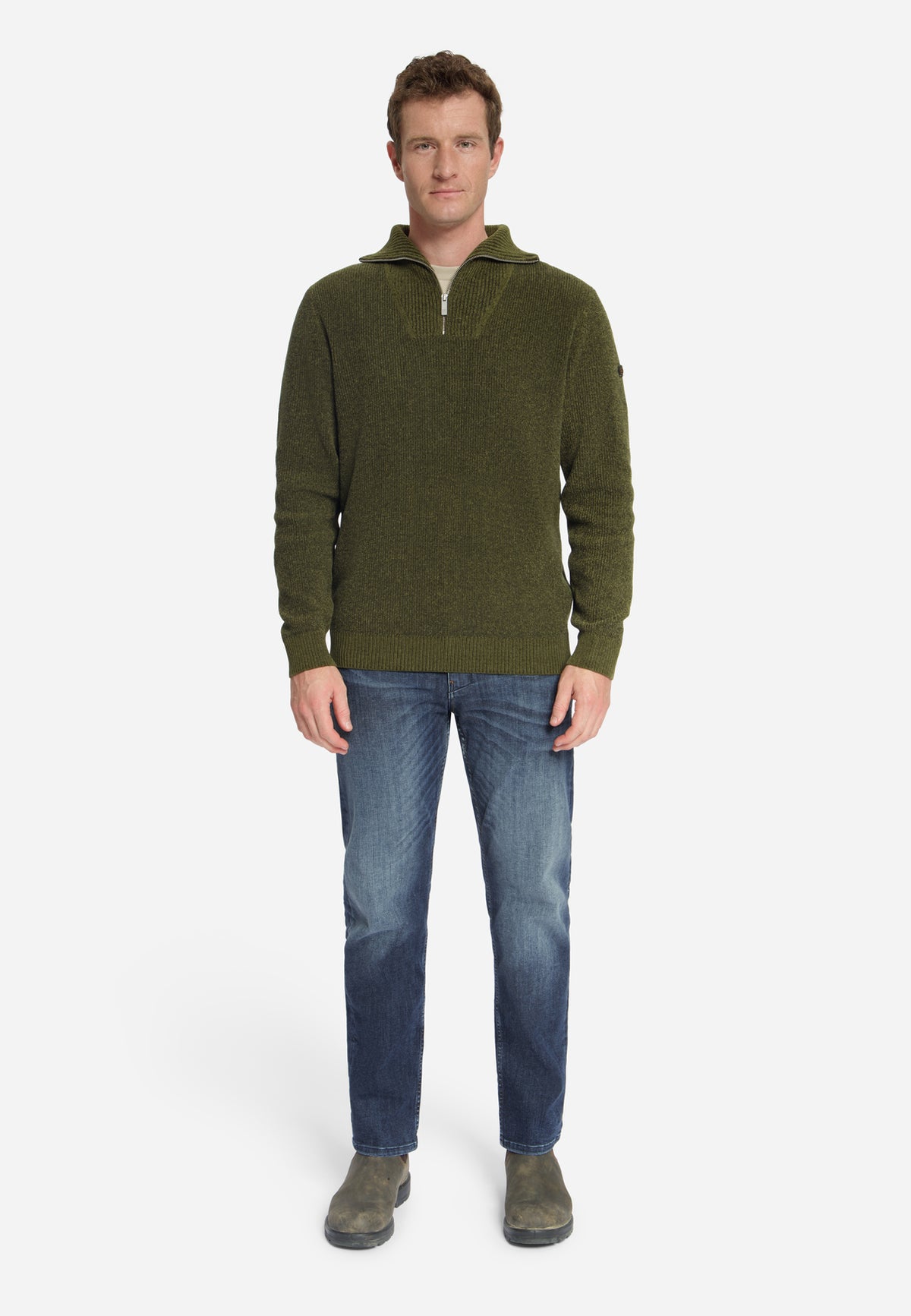Soft Half-Zip Jumper | Moss