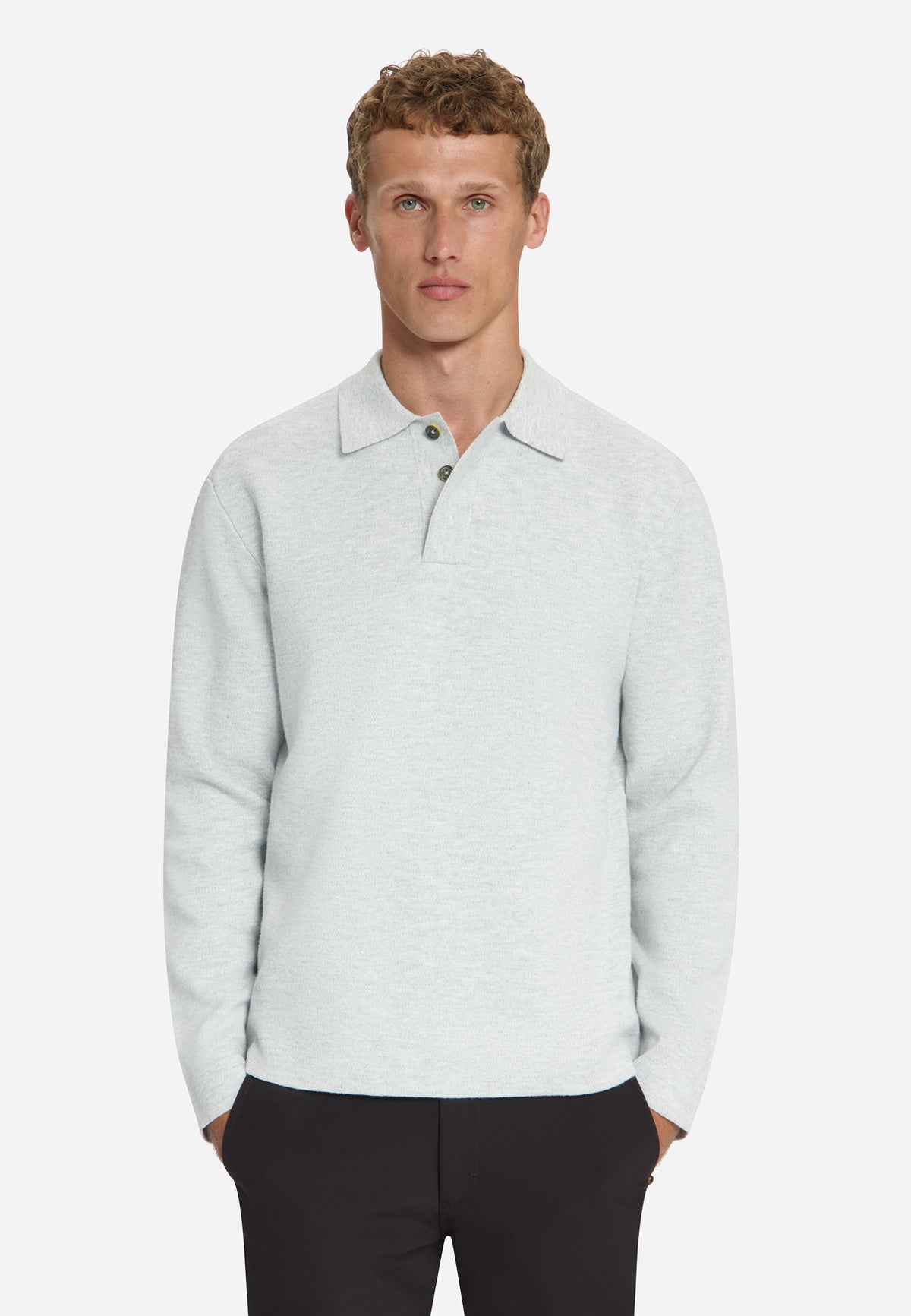 Soft Touch Polo Jumper | Light Grey Melange