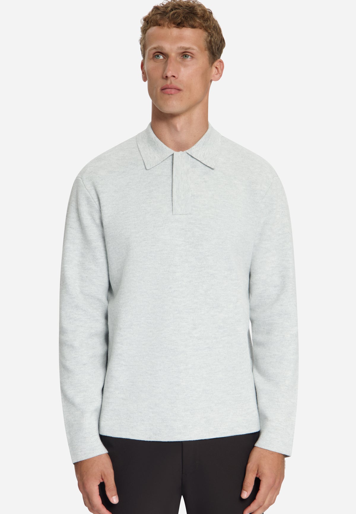 Soft Touch Polo Jumper | Light Grey Melange