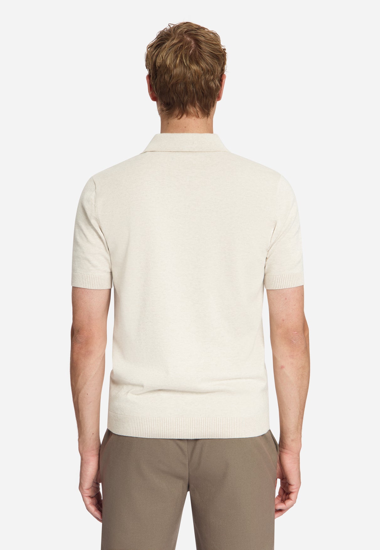 Fine Knit Zip Polo | Stone