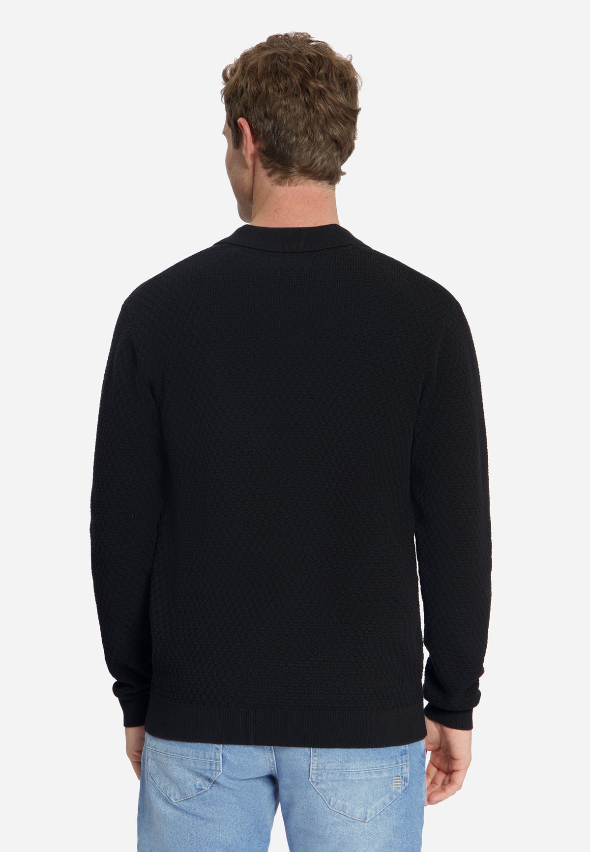 Jacquard Polo Jumper | Black