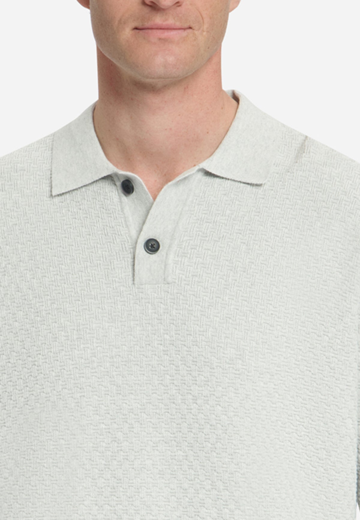 Jacquard Polo Jumper | Light Grey Melange
