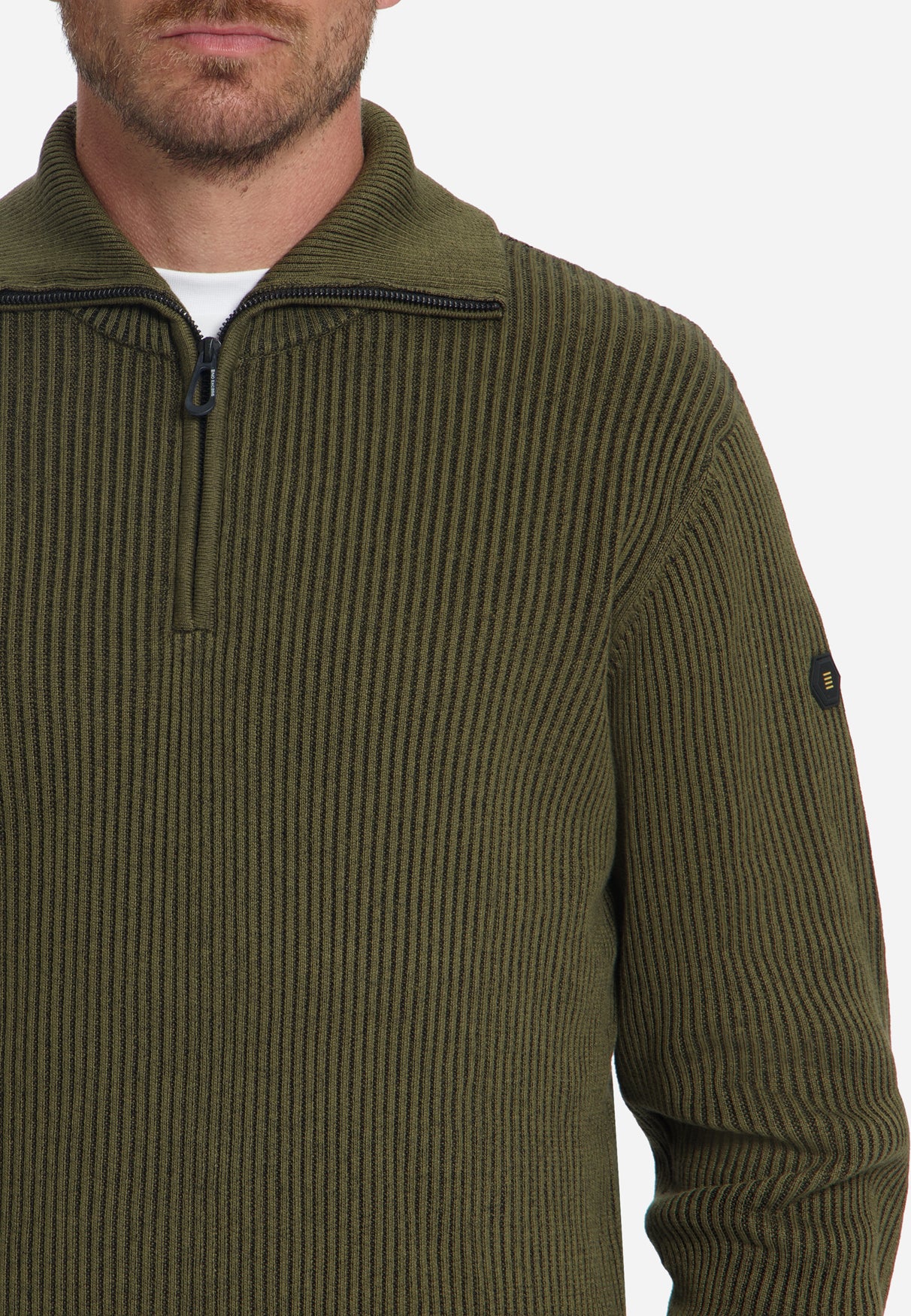 Ribbed Half Zip Jumper | Moss