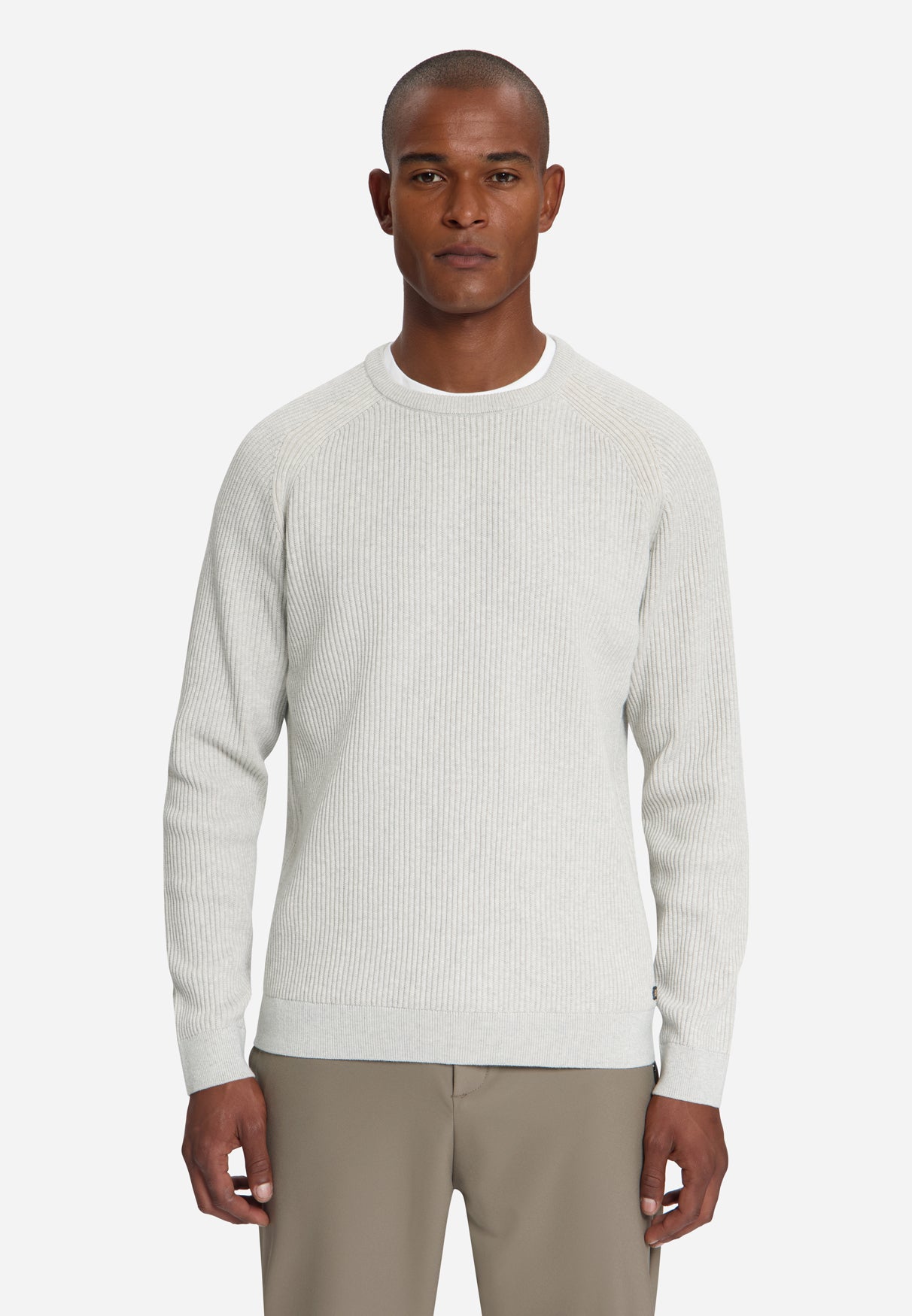 Pullover Crewneck Tuck Stitch | Light Grey Melange