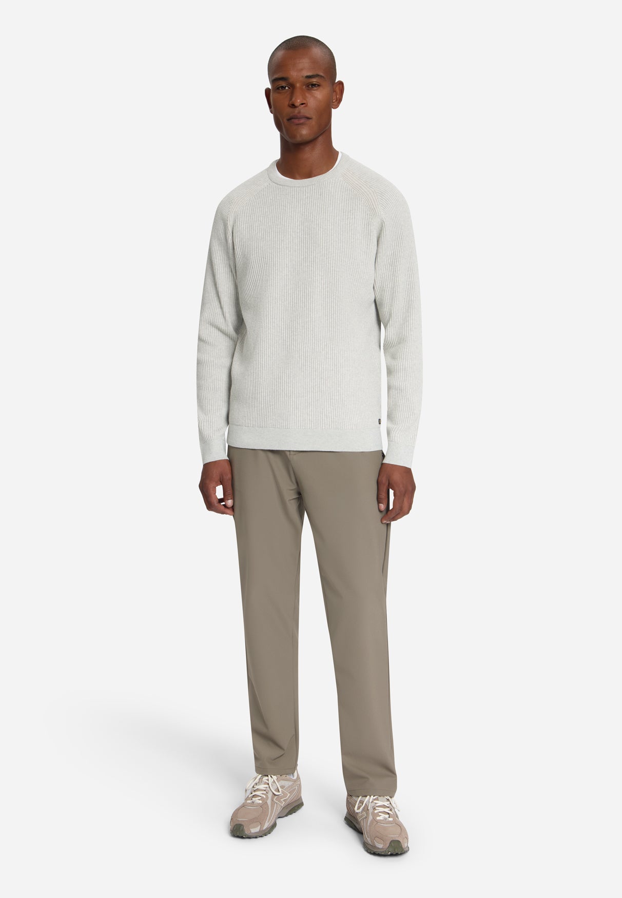 Pullover Crewneck Tuck Stitch | Light Grey Melange