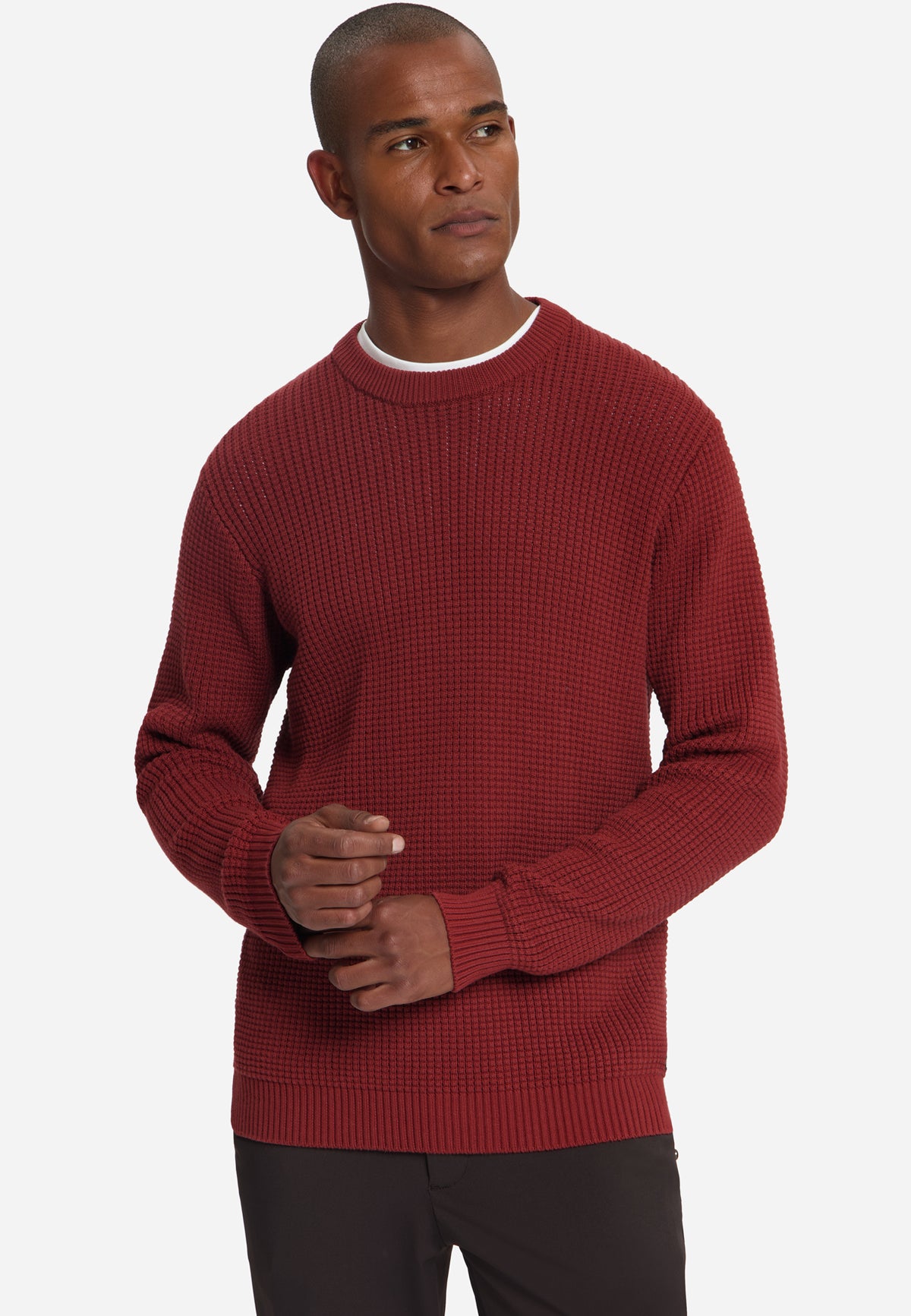 Textured Crew Neck Jumper | Cayenne