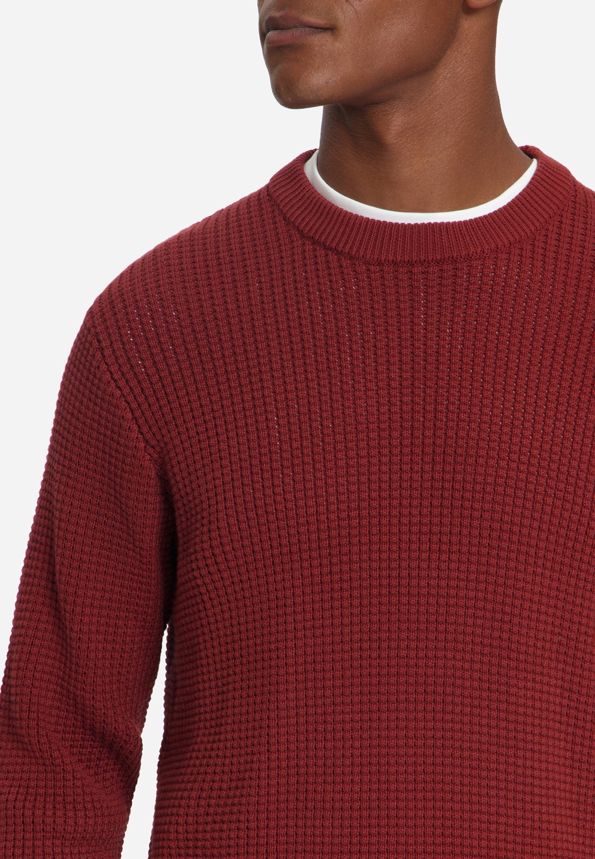 Textured Crew Neck Jumper | Cayenne