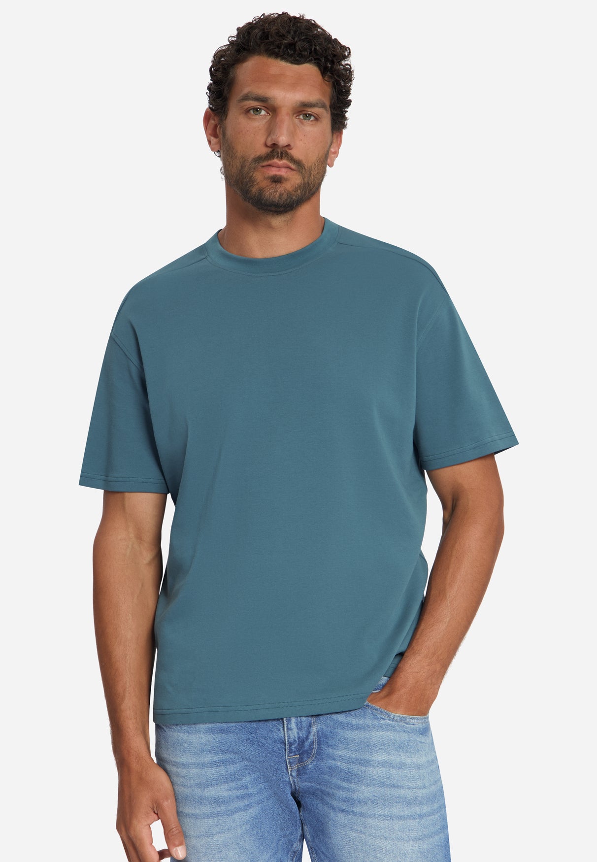T-Shirt Crewneck Solid Heavy Interlock | Shadow Blue