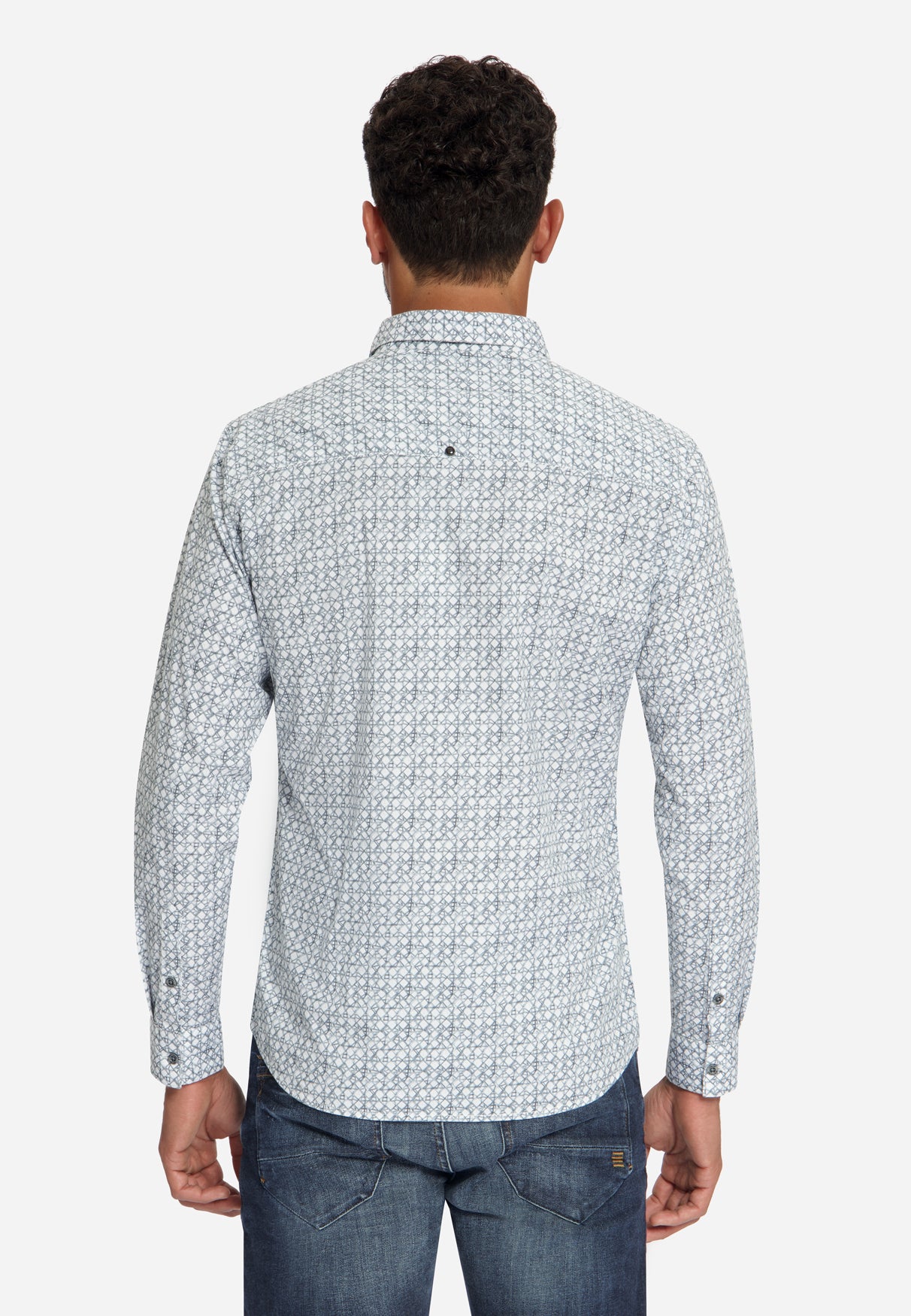Printed stretch shirt | Dusty Blue