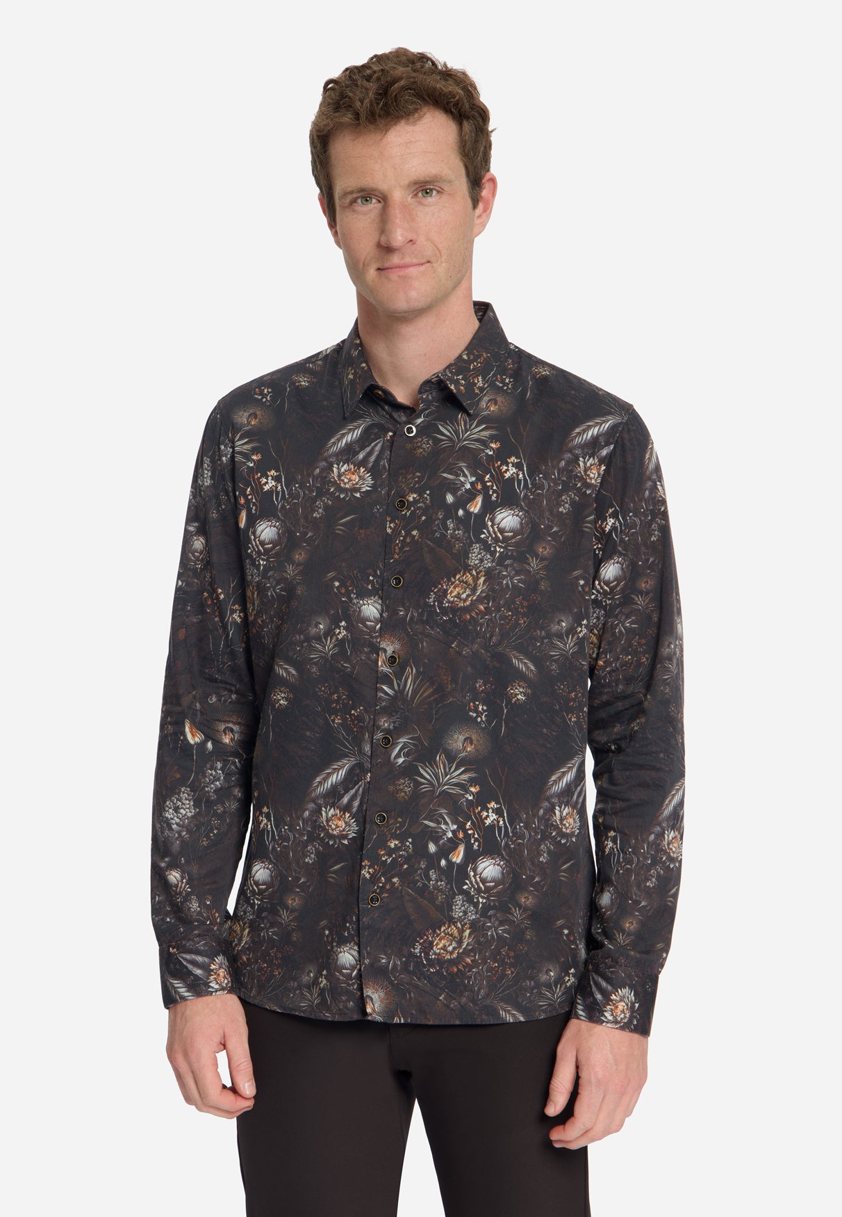 Shirt Allover Printed Satin Weave | Black