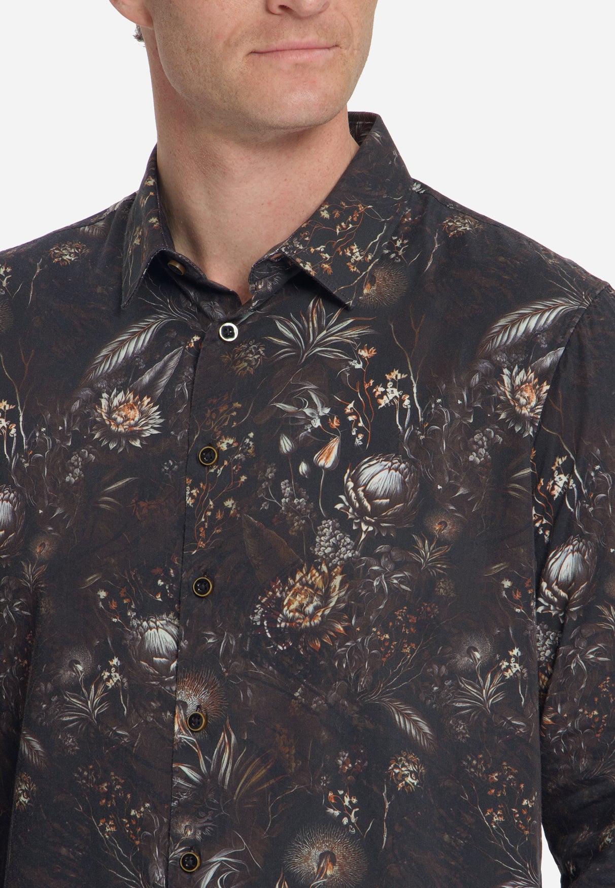 Shirt Allover Printed Satin Weave | Black
