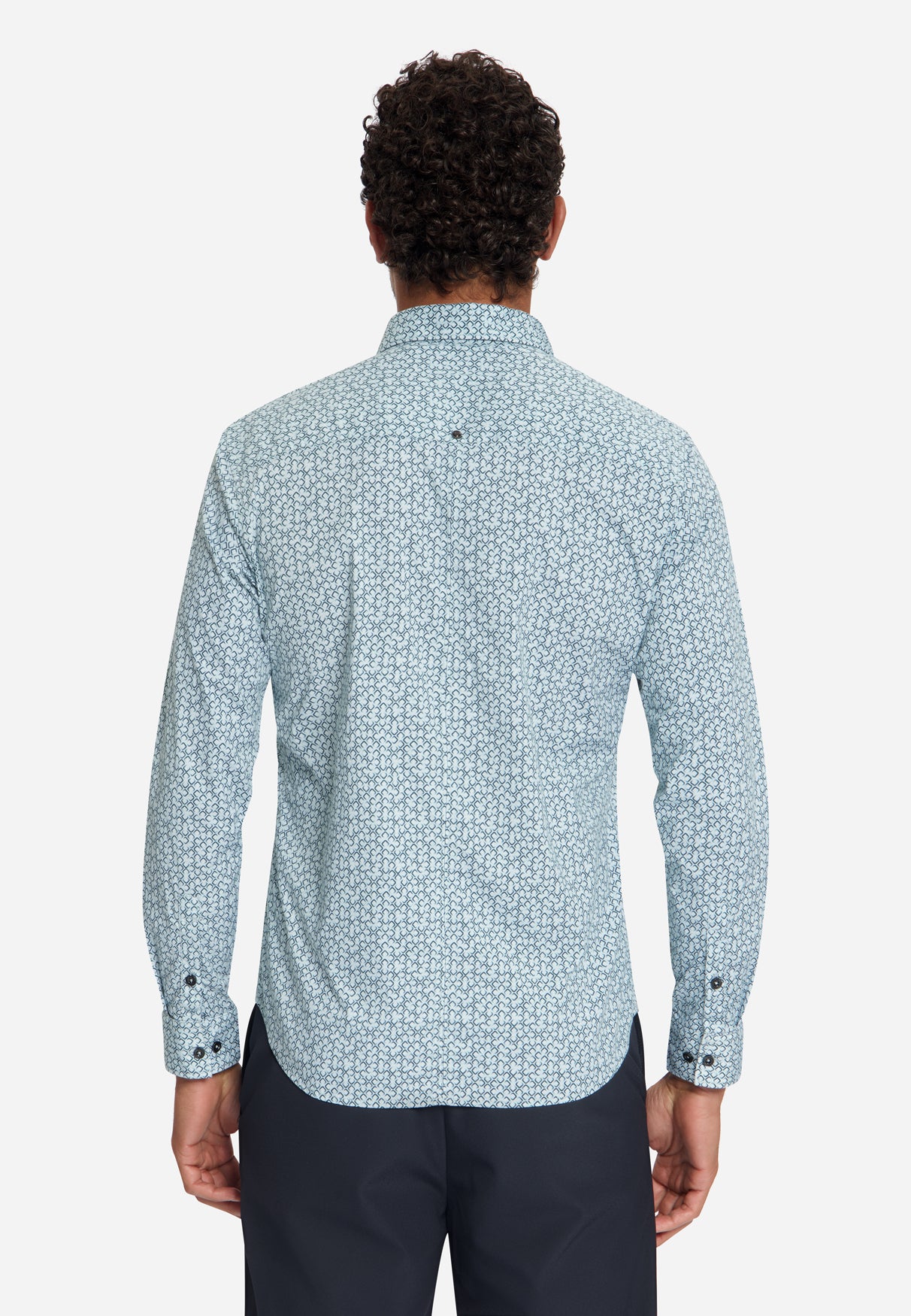 Printed stretch shirt | Dusty Blue