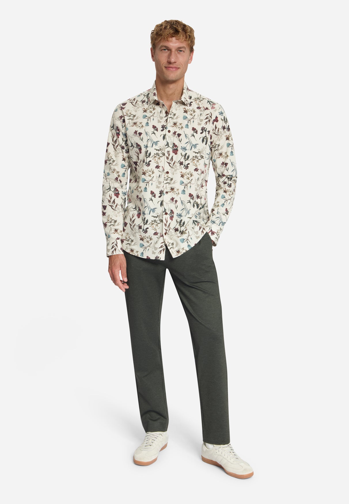 Printed stretch shirt | Stone
