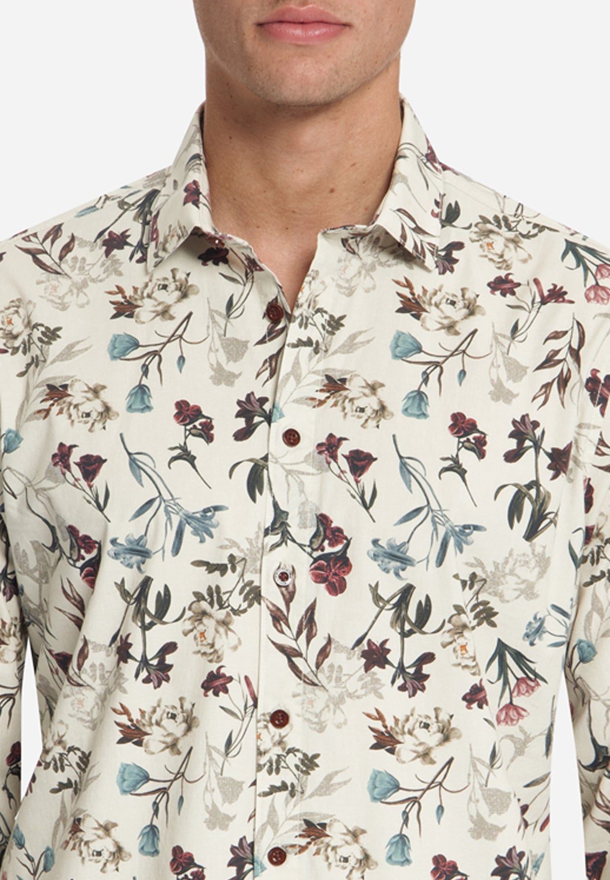 Printed stretch shirt | Stone