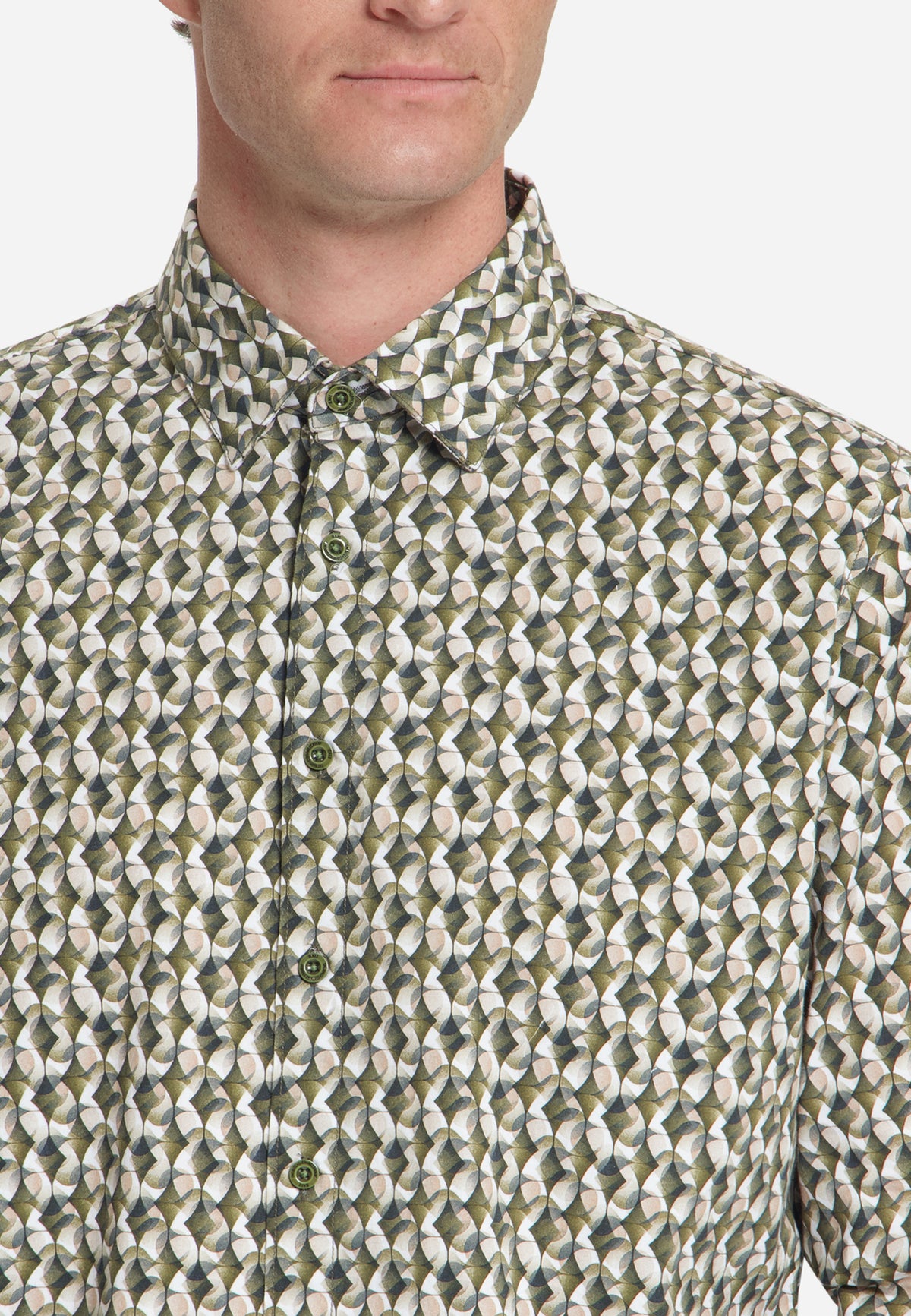 Stretch Allover Print Shirt | Moss
