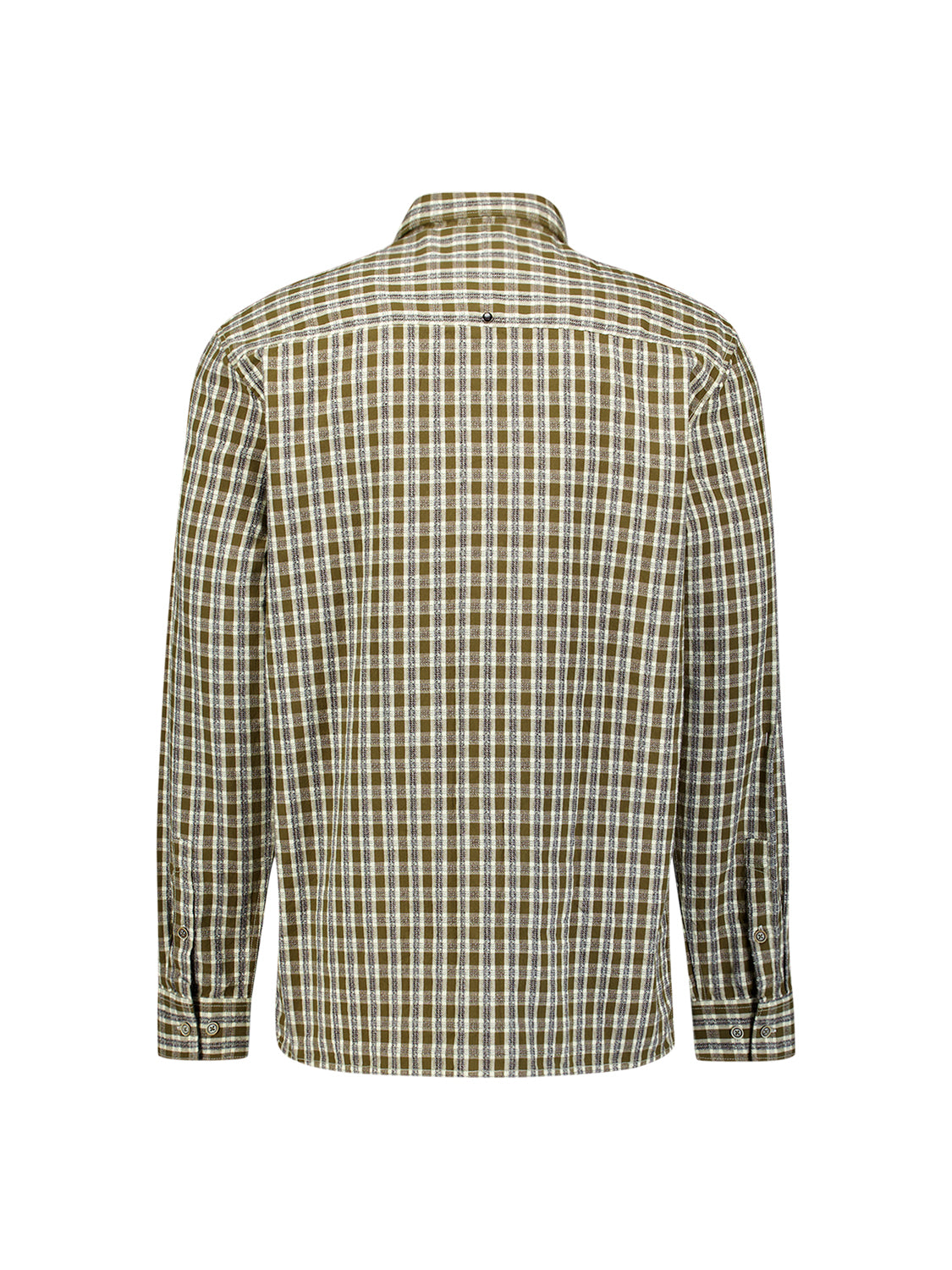 Shirt Yarn Dyed Small Check, Dobby Weave | Moss