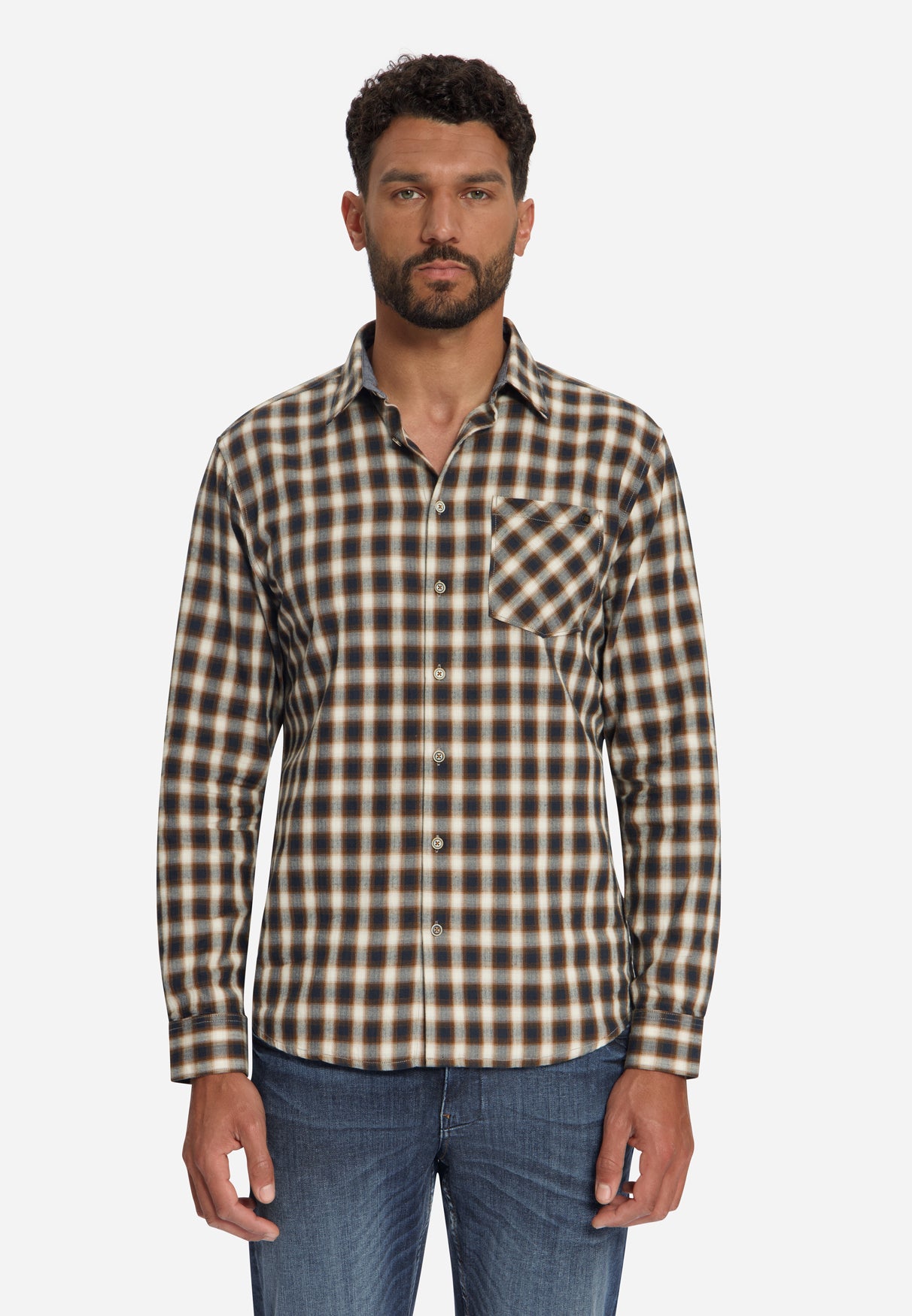 Cotton Check Shirt | Caramel