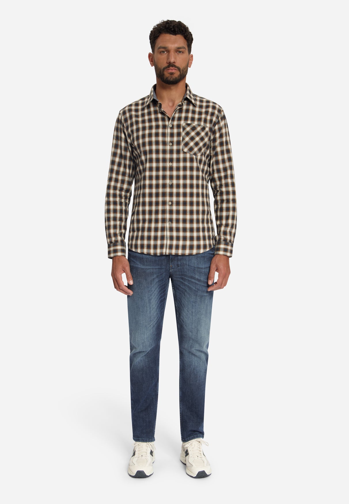 Cotton Check Shirt | Caramel