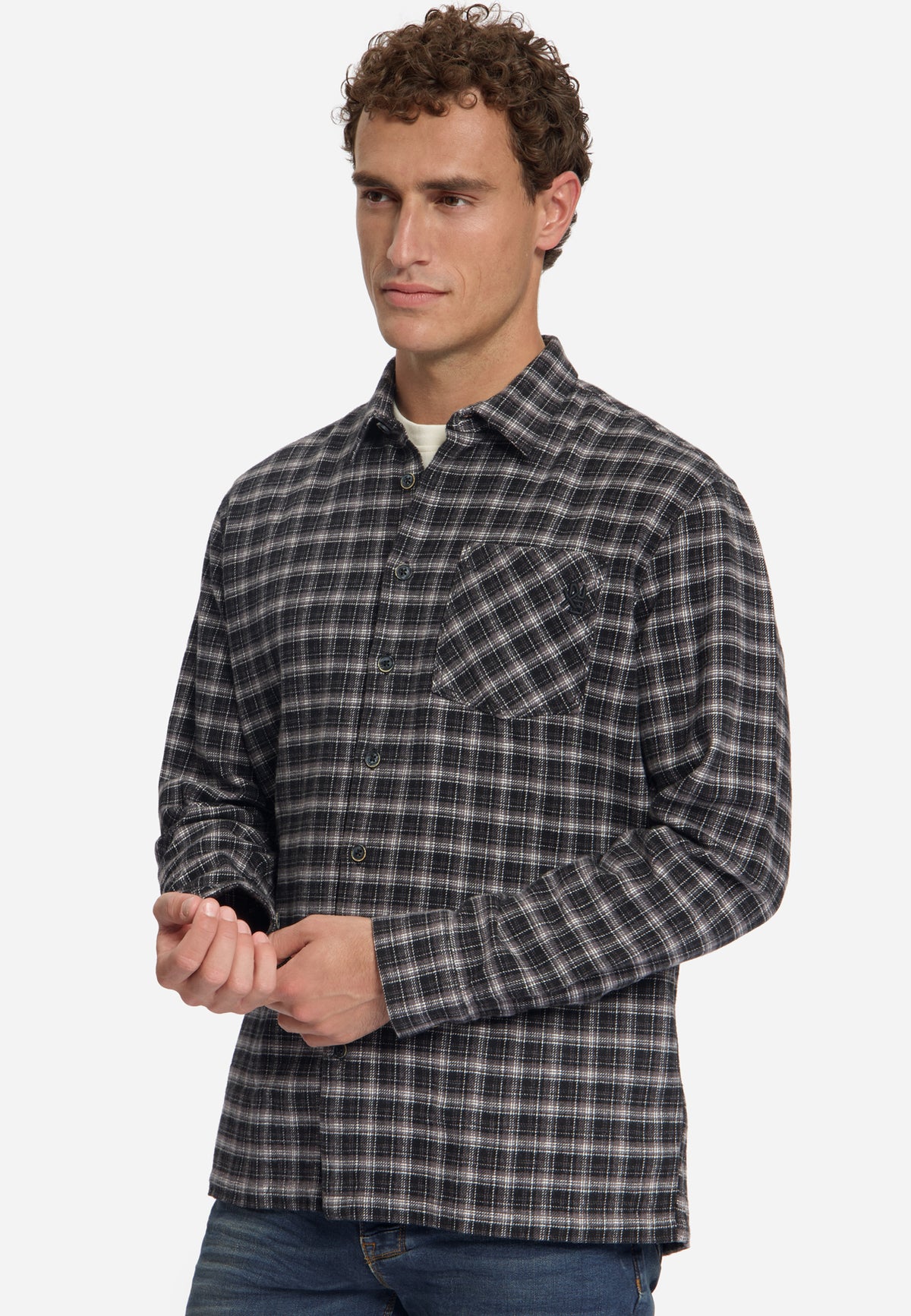 Cotton Check Shirt | Black