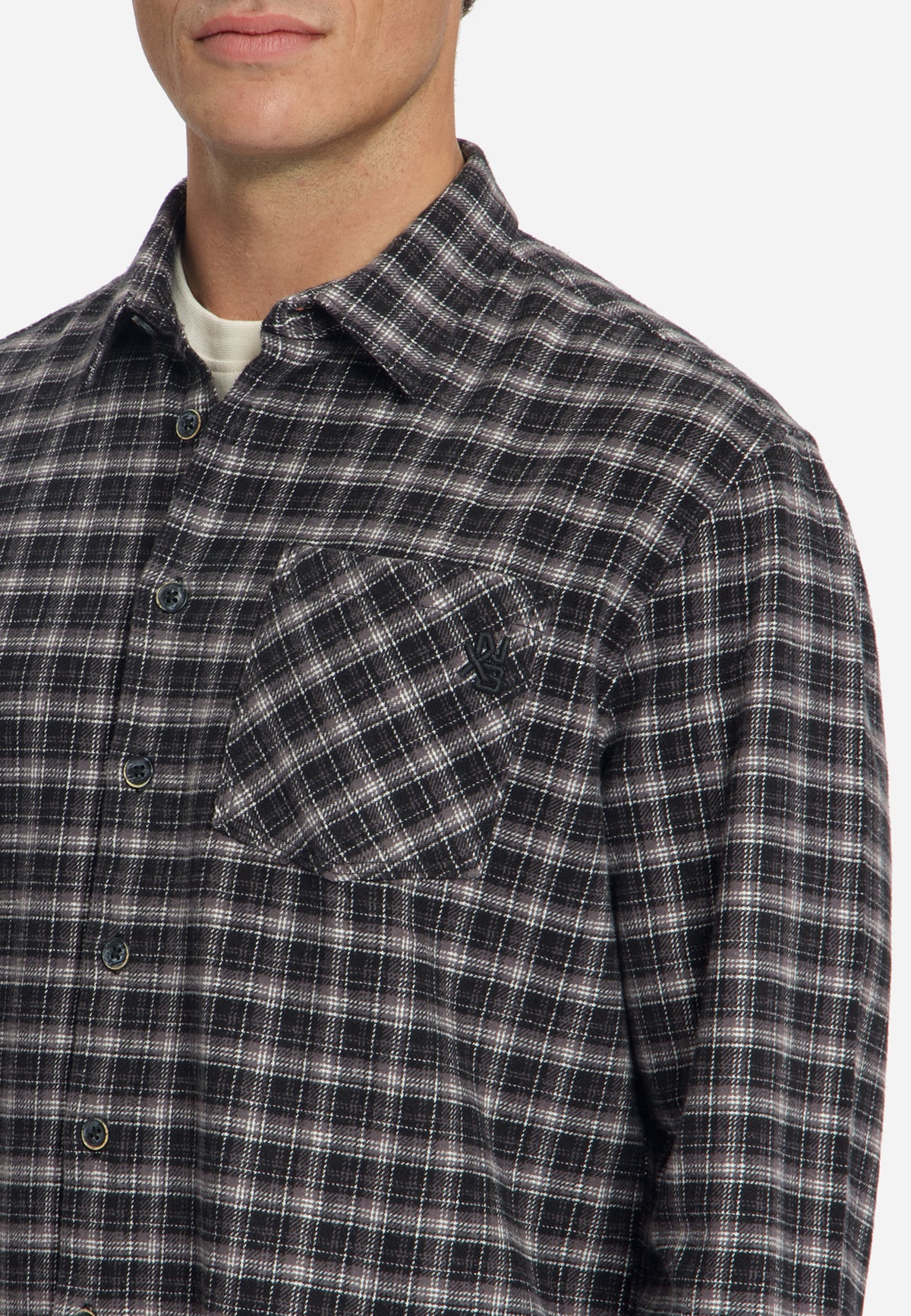 Cotton Check Shirt | Black
