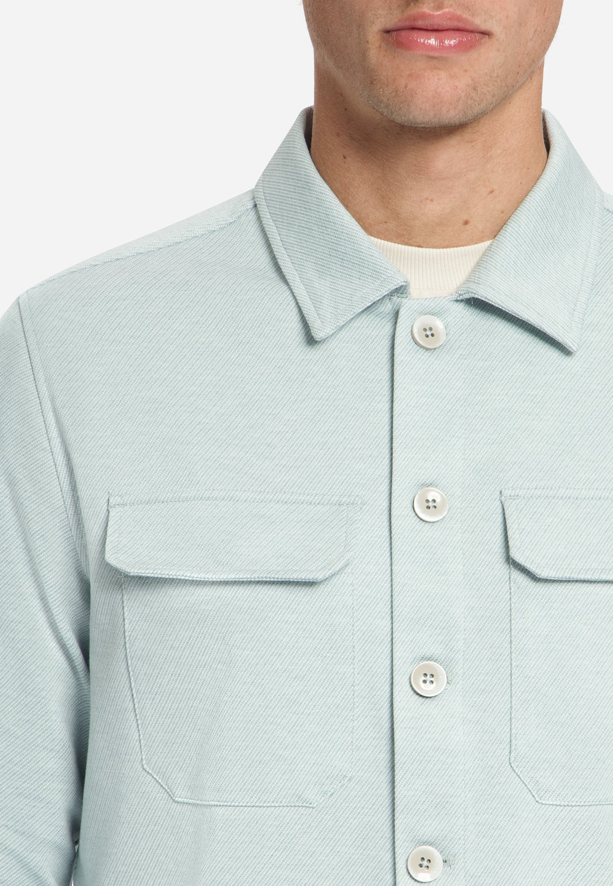 Melange Twill Overshirt | Dusty Blue