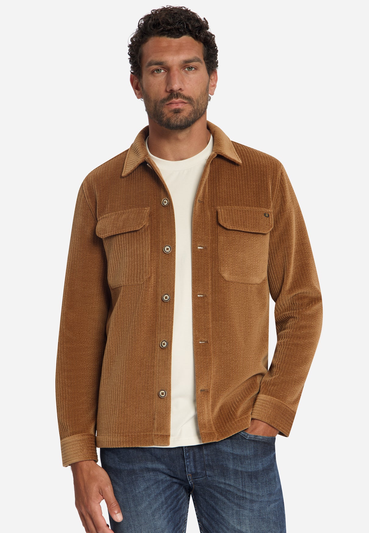 Stretch Cord Overshirt | Caramel
