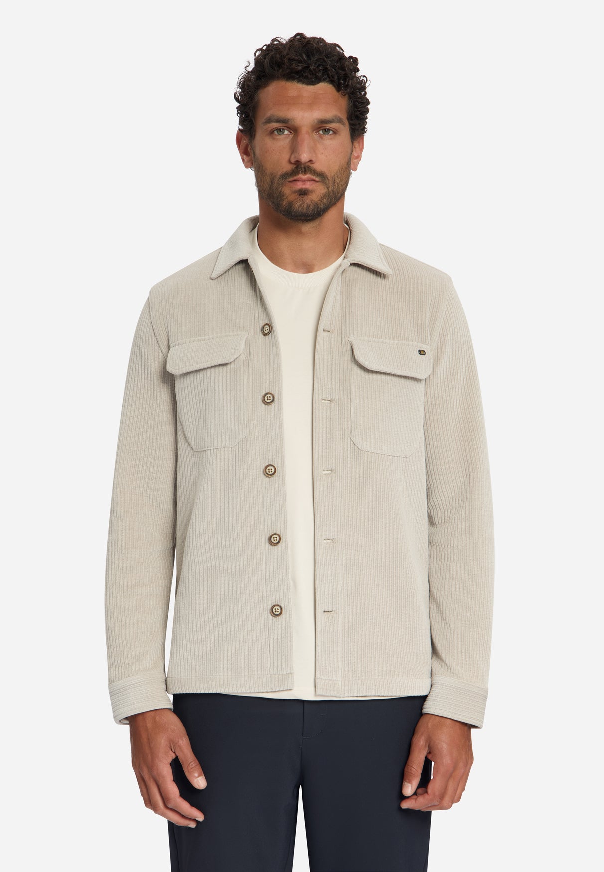 Stretch Cord Overshirt | Cement