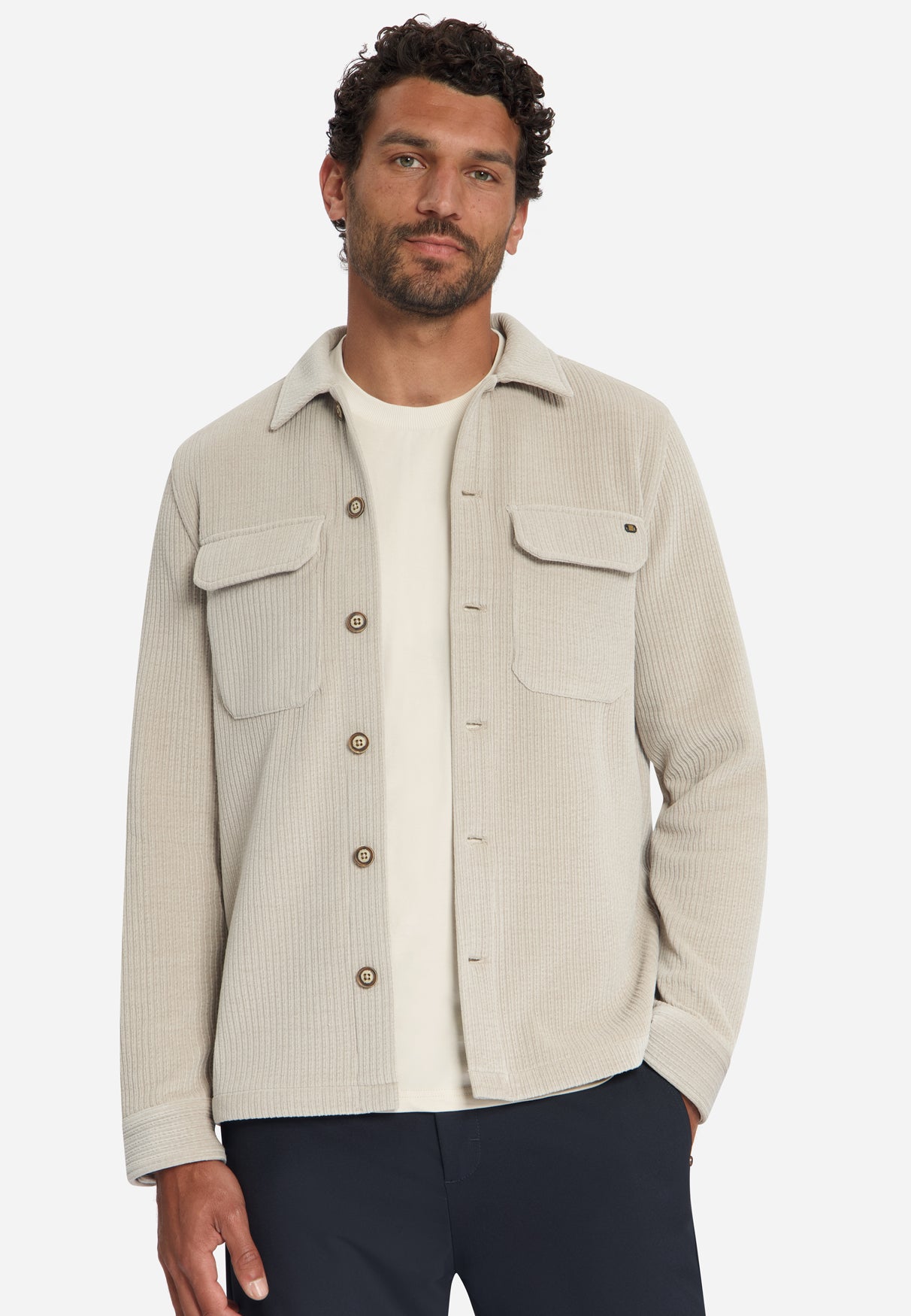 Stretch Cord Overshirt | Cement
