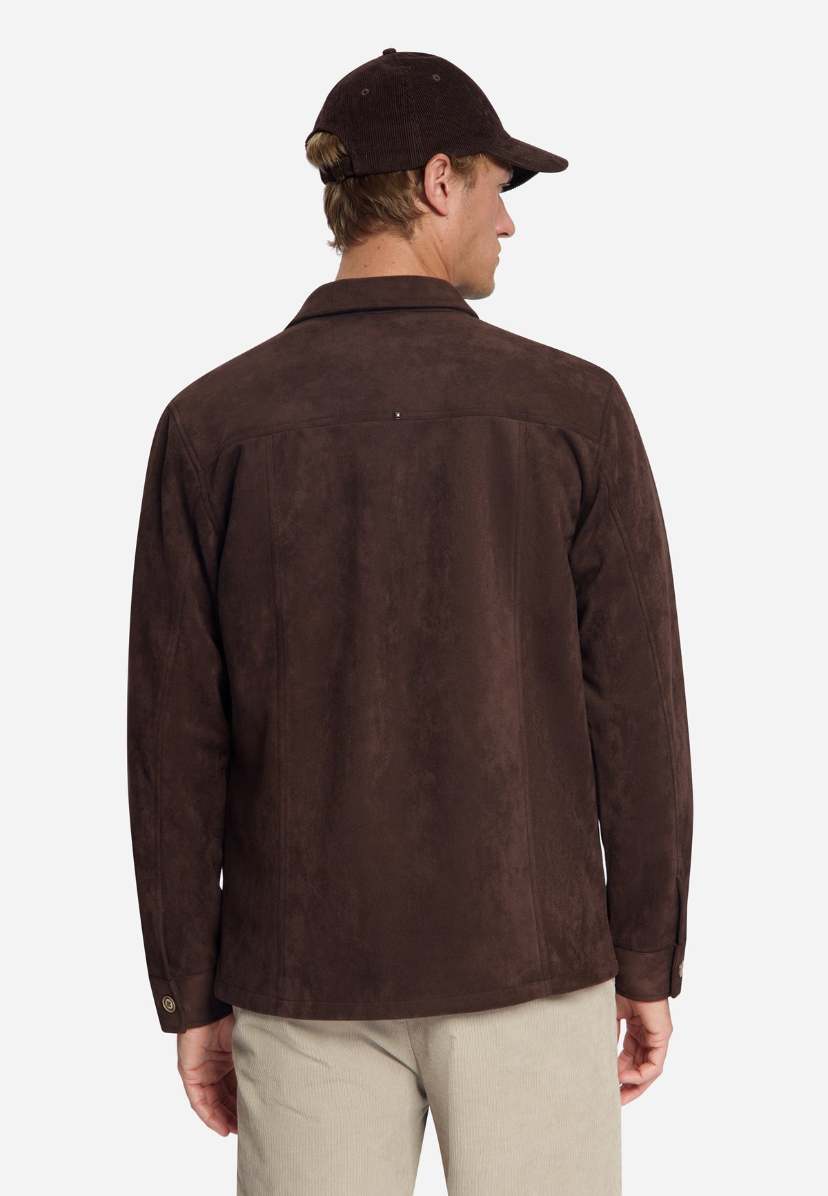 Suede Look Overshirt | Dark Brown