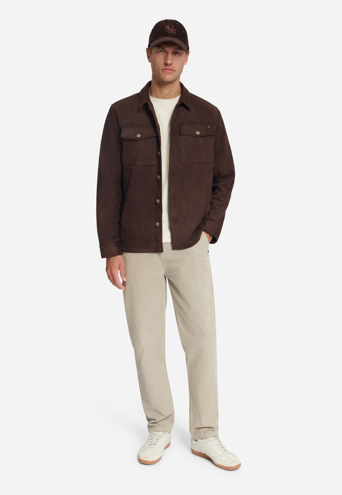 Suede Look Overshirt | Dark Brown