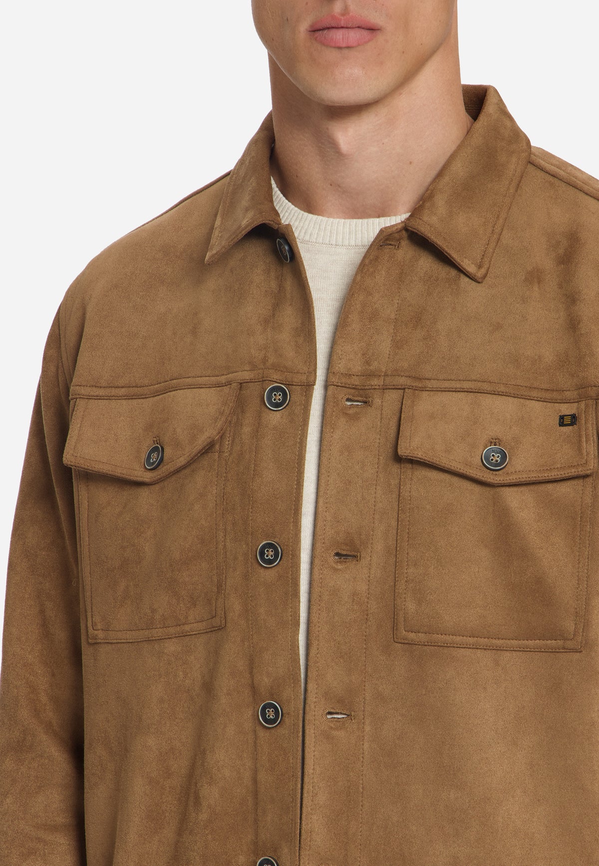 Suede Look Overshirt | Caramel