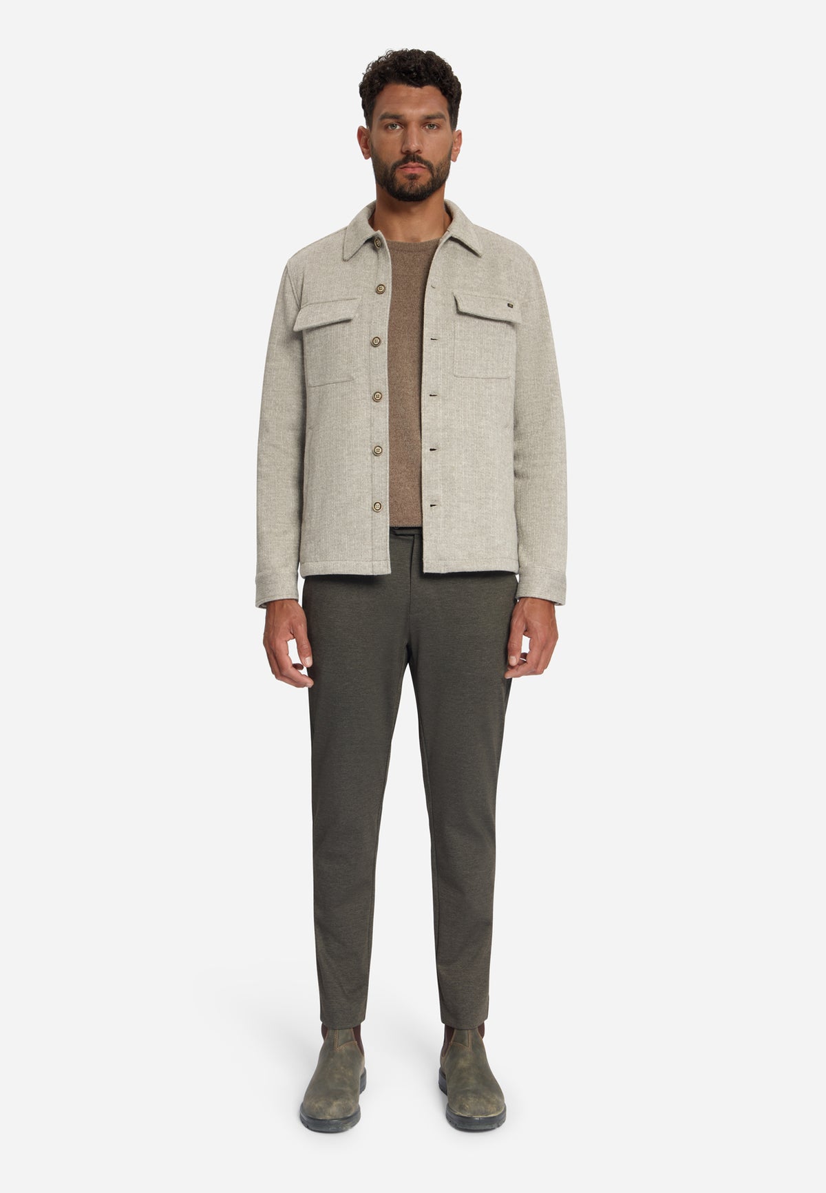 Wool Look Overshirt | Cement