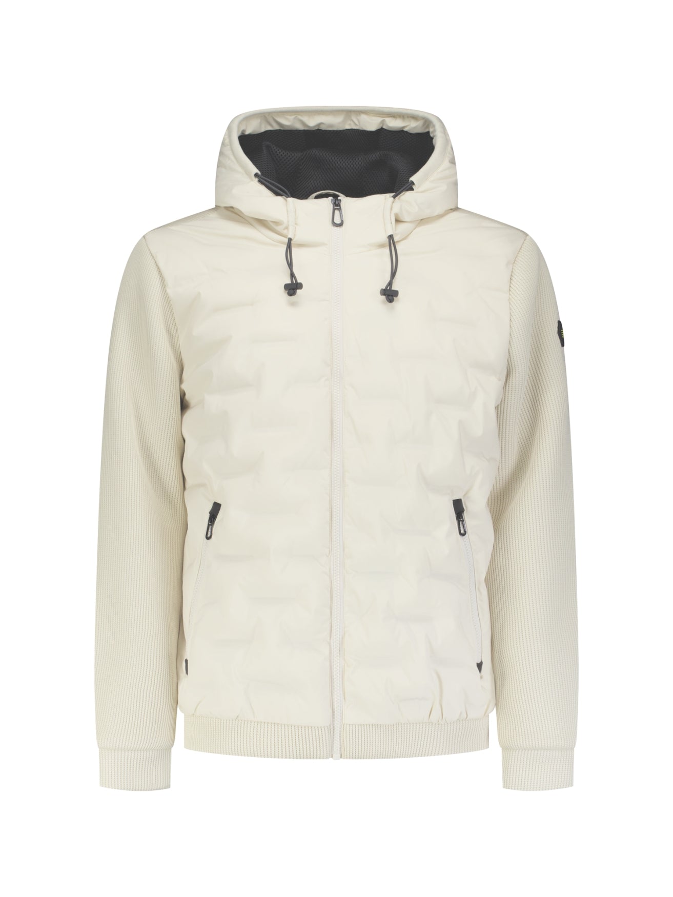 Knitted Padded Hooded Jacket | Stone