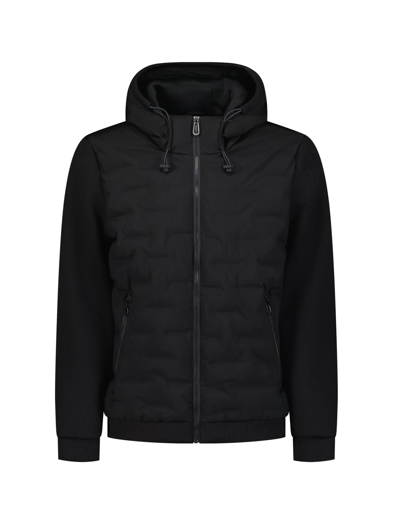 Knitted Padded Hooded Jacket | Black