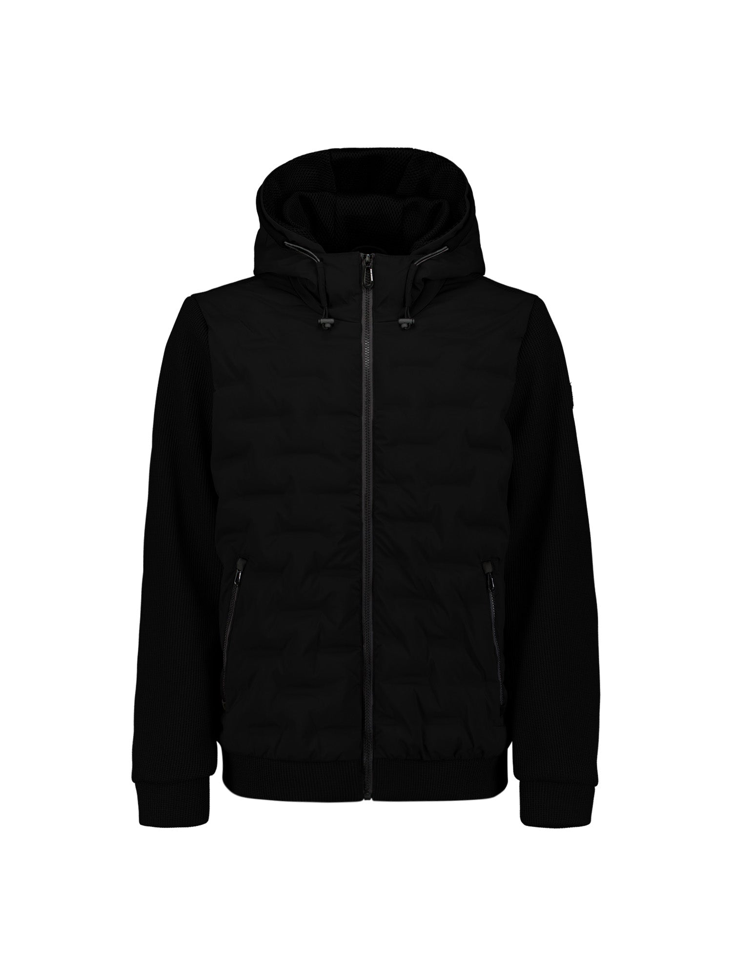 Jacket Short Fit Sealed Hooded Knitted Mix | Black