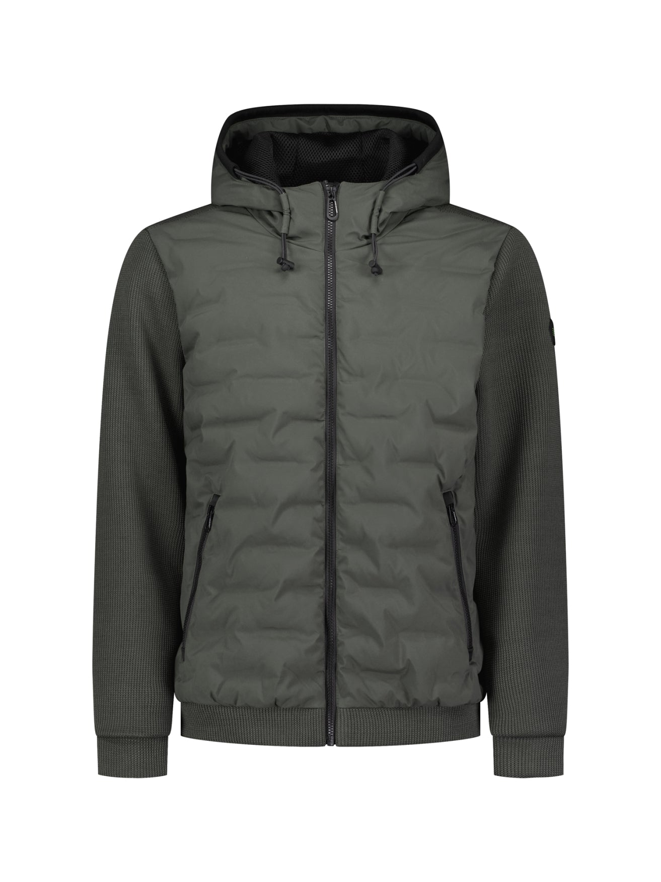 Knitted Padded Hooded Jacket | Army