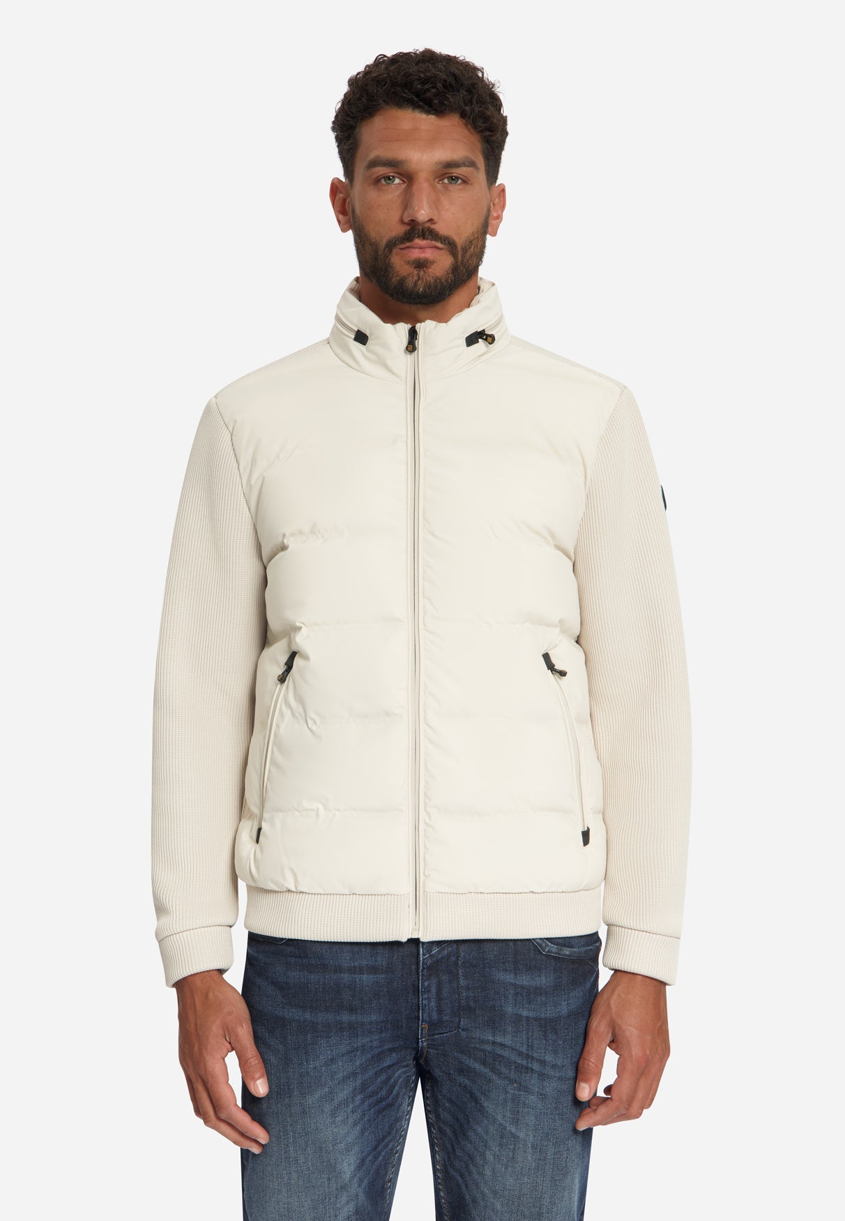 Jacket Short Fit Sealed Knitted Mix | Stone