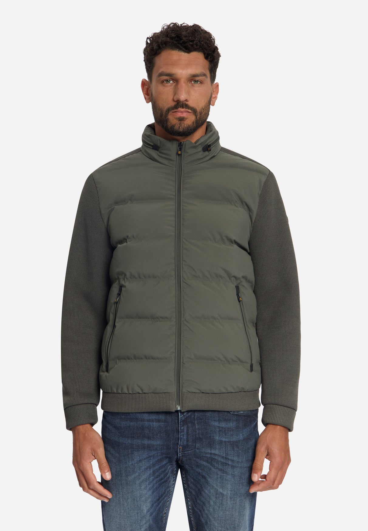 Jacket Short Fit Sealed Knitted Mix | Army