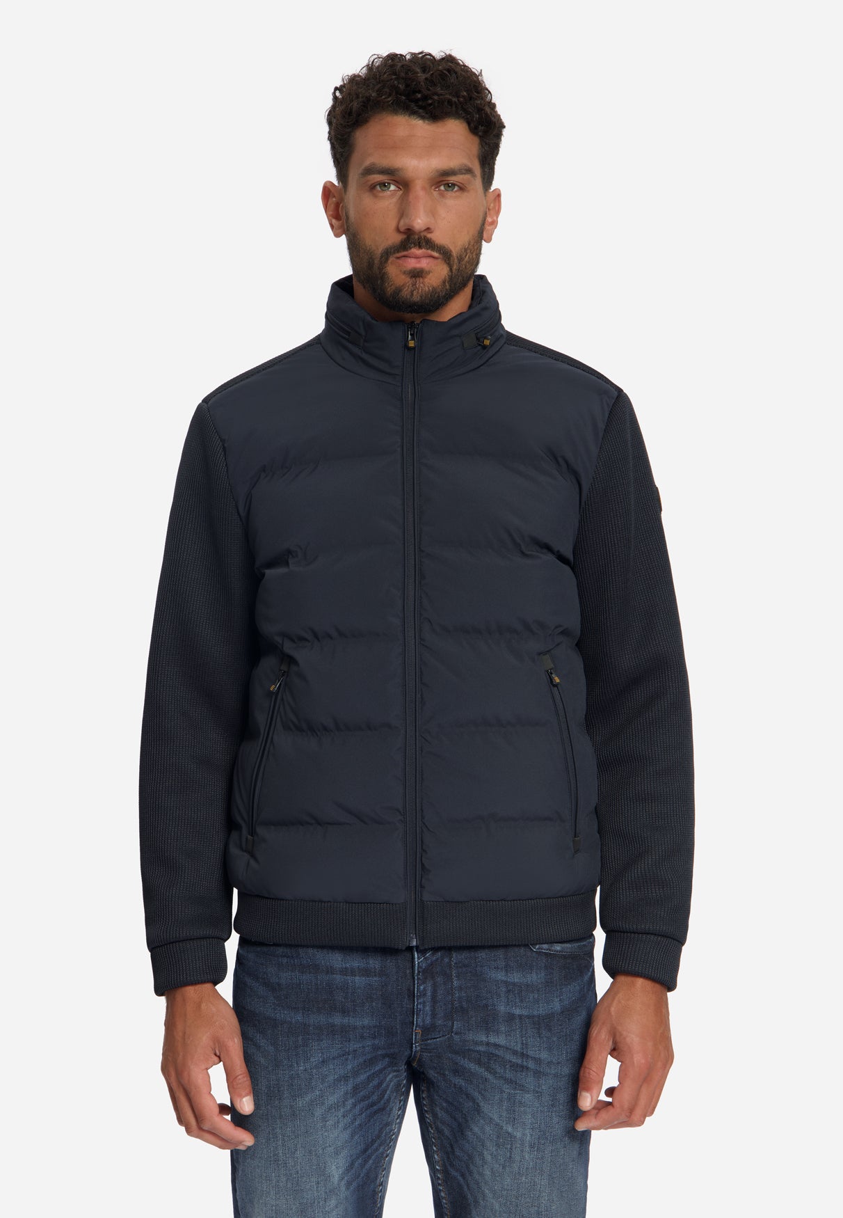 Jacket Short Fit Sealed Knitted Mix | Dark Night
