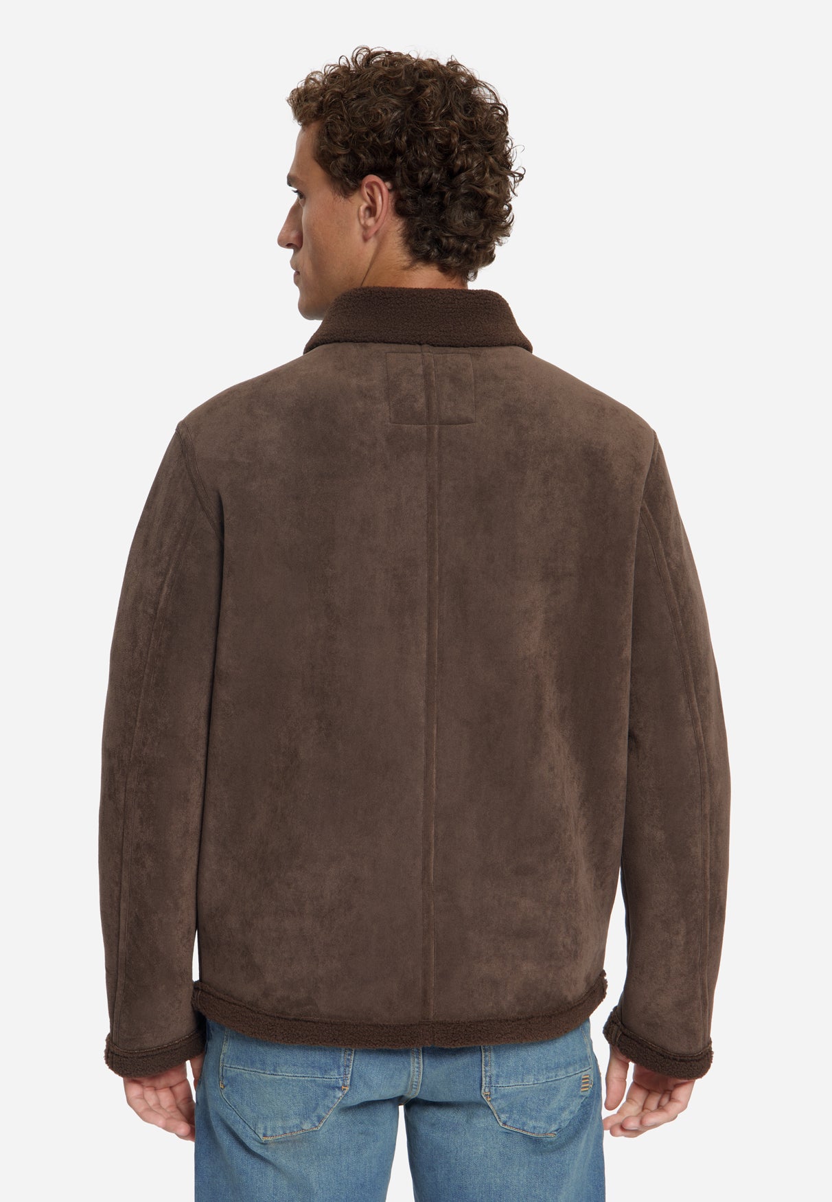 Suede Look Jacket | Dark Brown