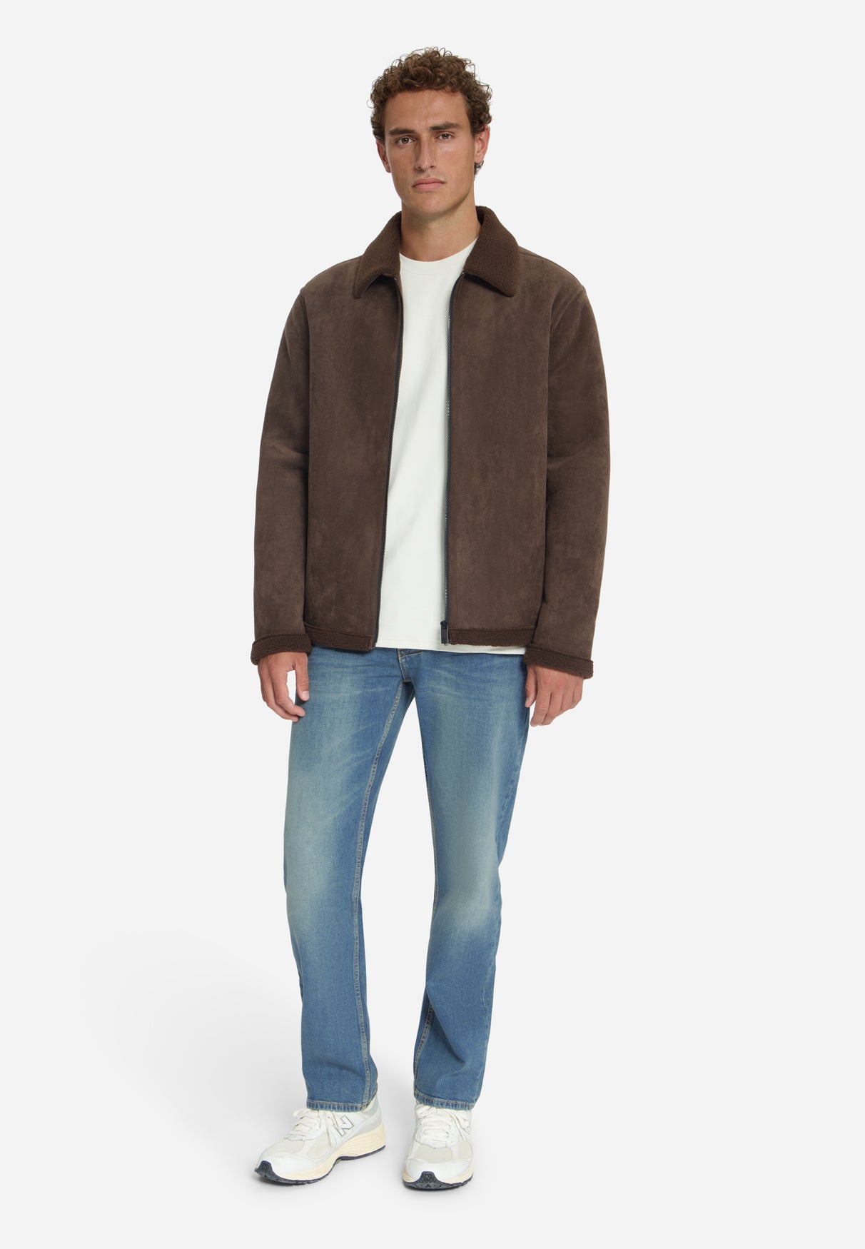 Suede Look Jacket | Dark Brown