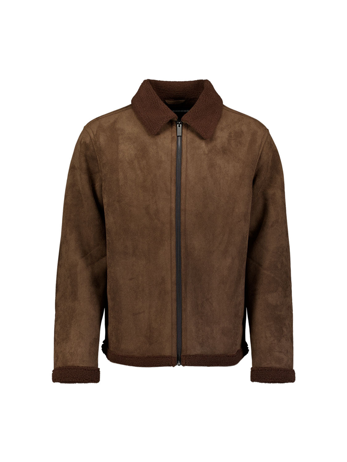 Suede Look Jacket | Dark Brown