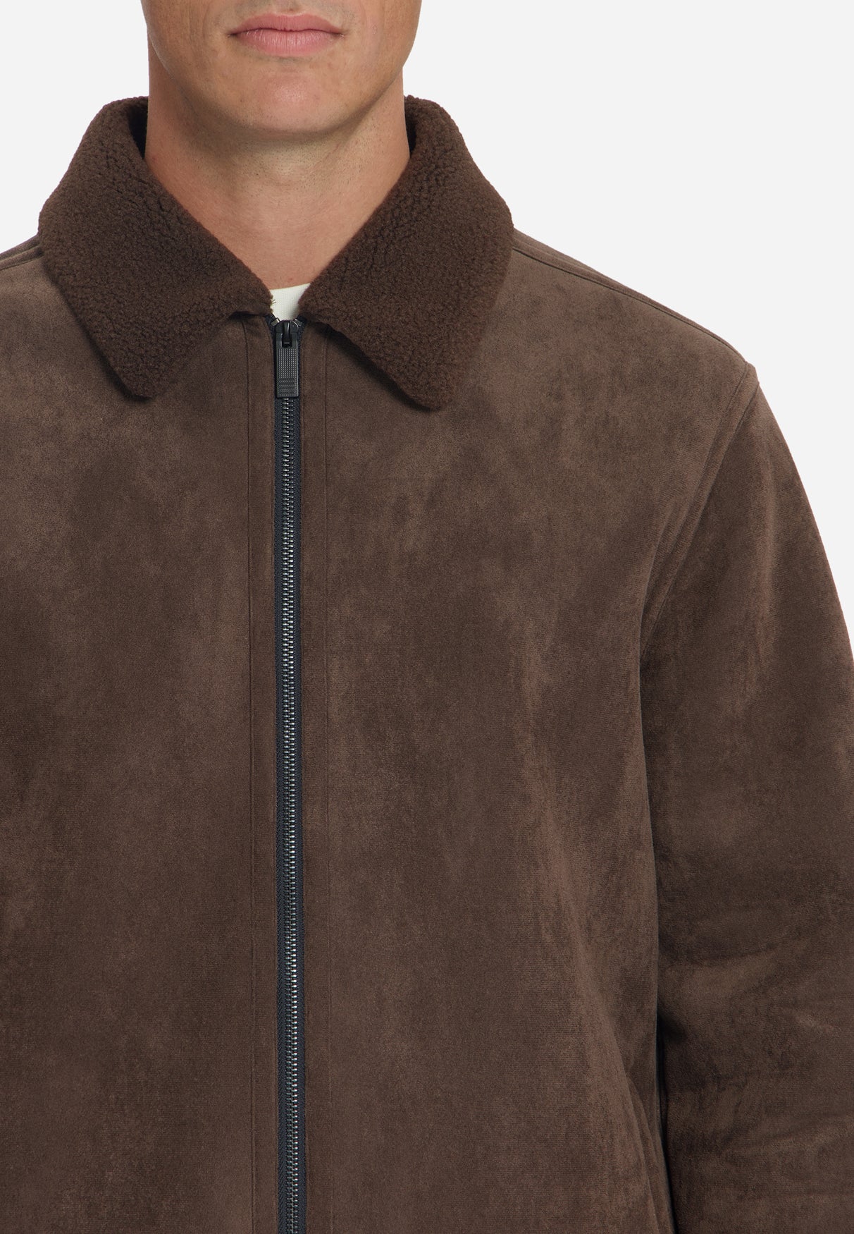 Suede Look Jacket | Dark Brown