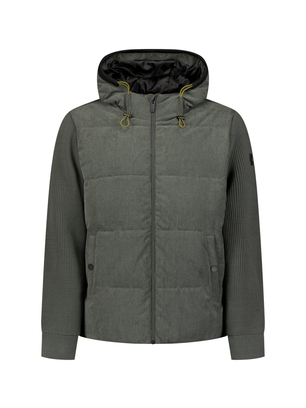 Corduroy Mix Hooded Jacket | Army