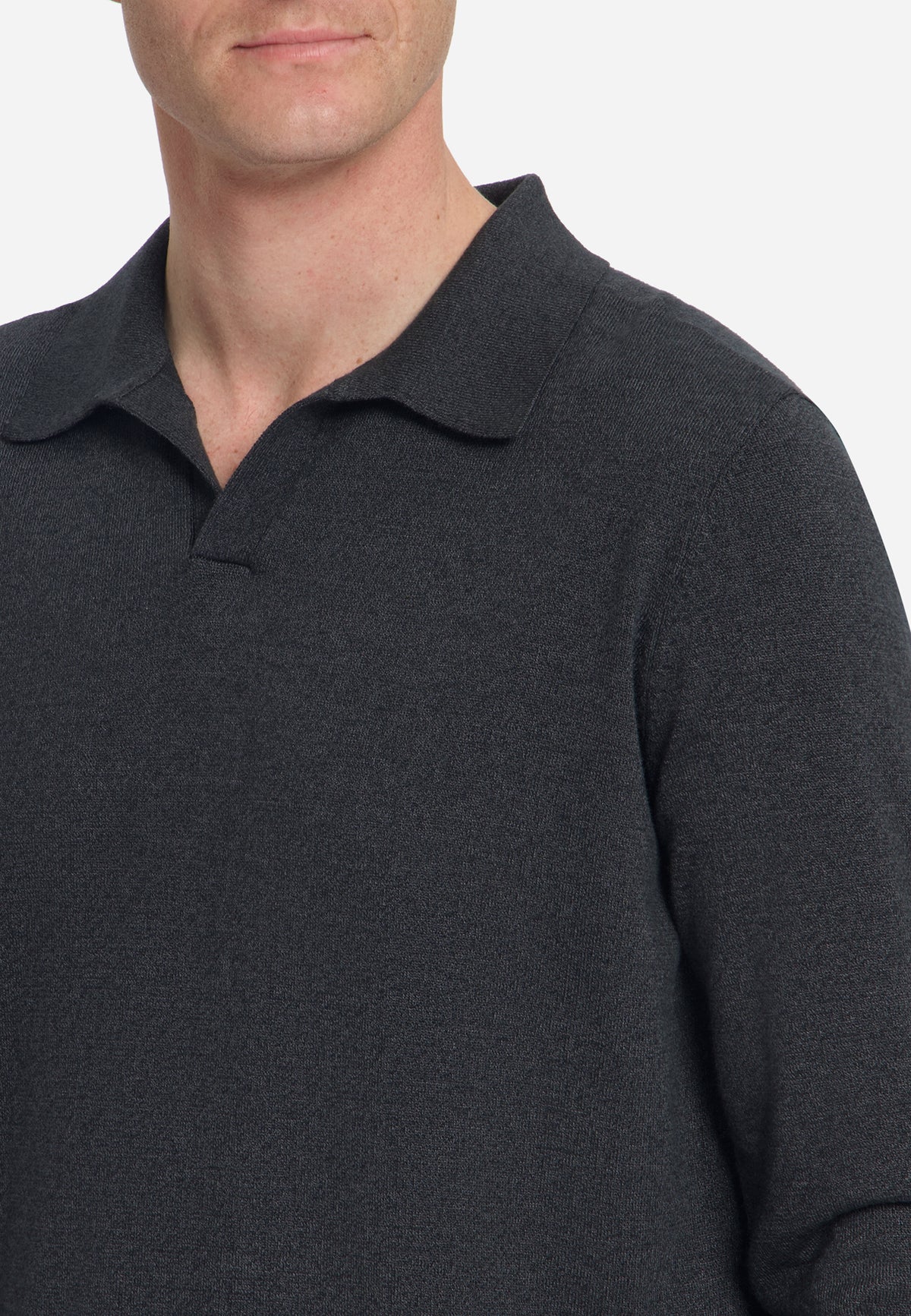Melange Polo Jumper | Dark Grey